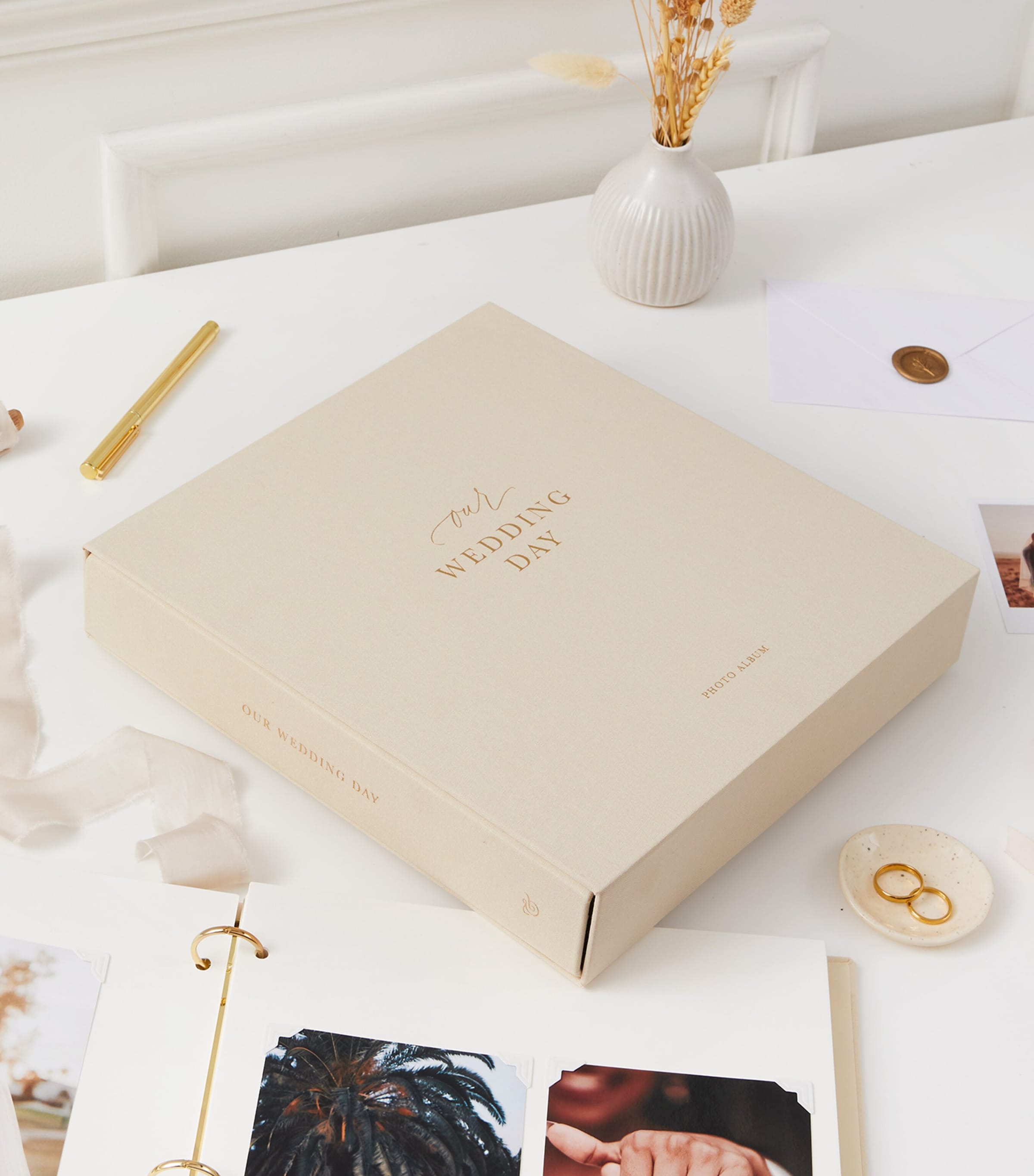 Blush and Gold Our Wedding Day Photo Album Ivory/beige, Gold Image 3