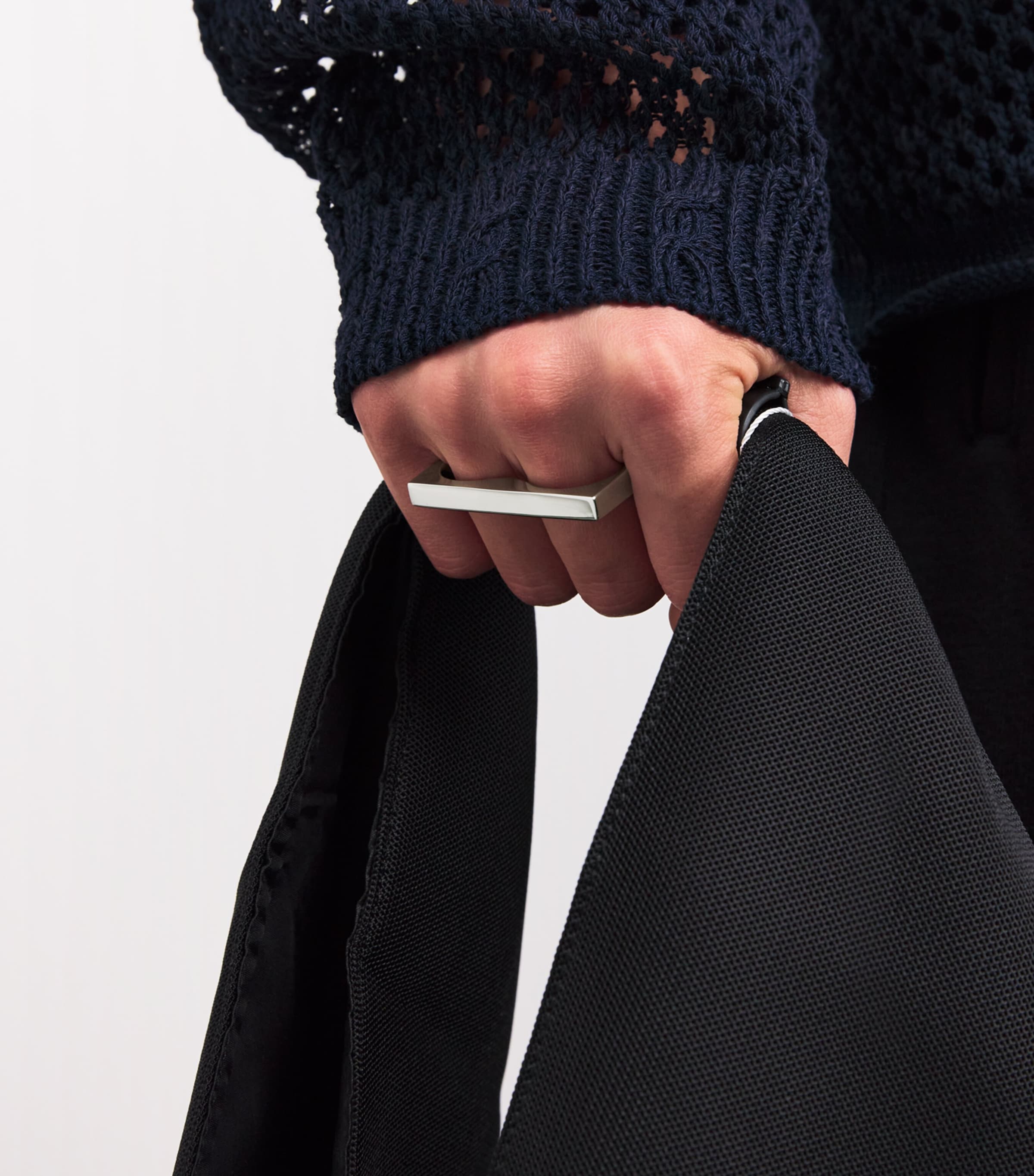 Sterling Silver Double Square Ring S925 Image 2