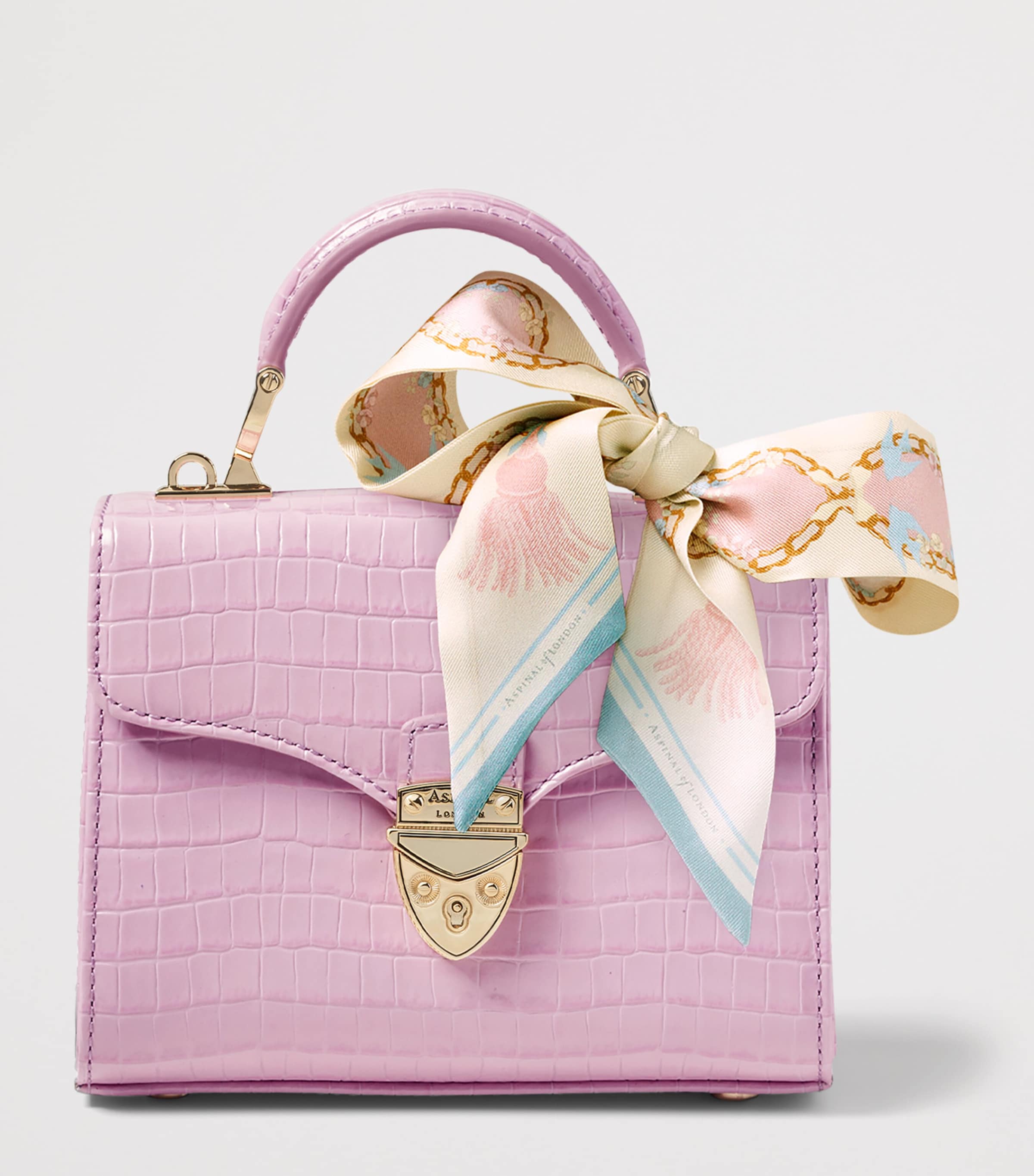 Aspinal Of London Mini Leather Mayfair Top-Handle Bag Lilac Image 2