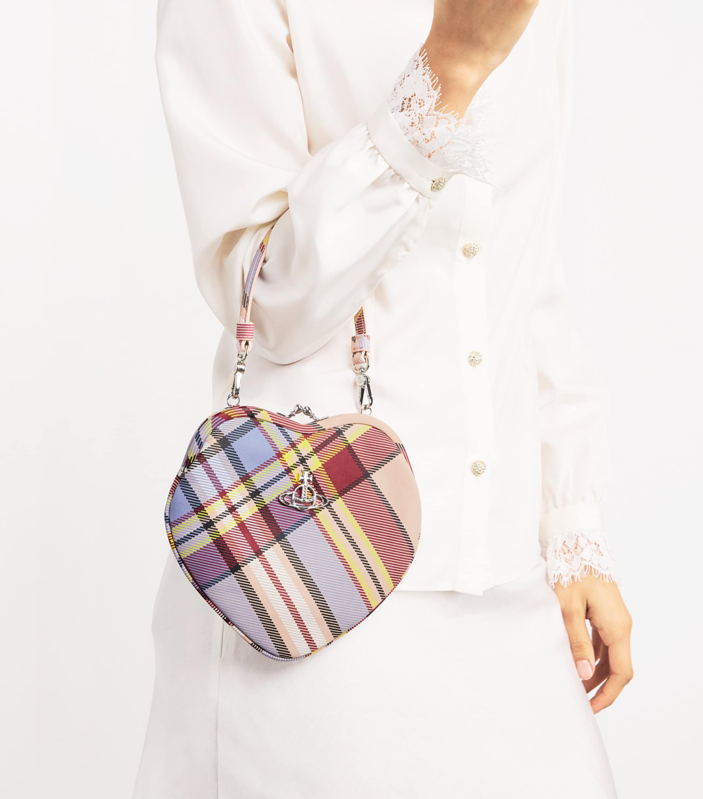 Vivienne Westwood Multi Tartan Belle Heart Clutch Bag | Harrods US