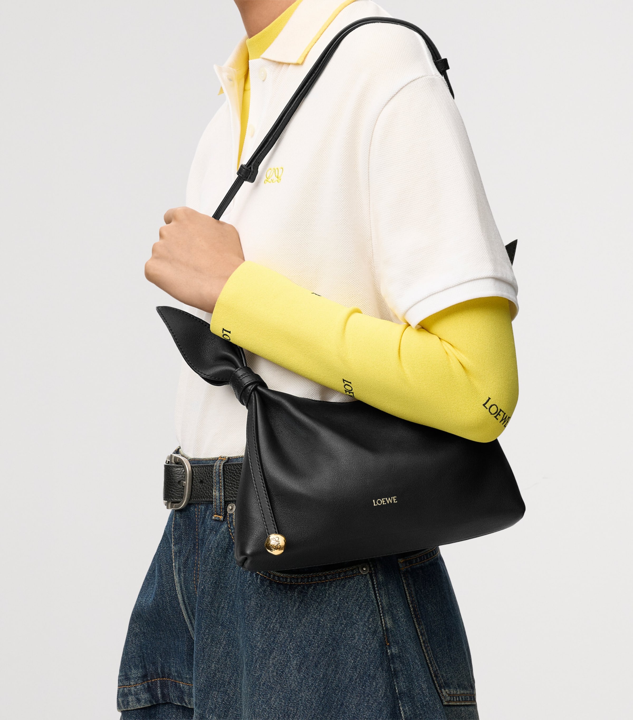 LOEWE Mini Leather Scarf Shoulder Bag Black Image 2