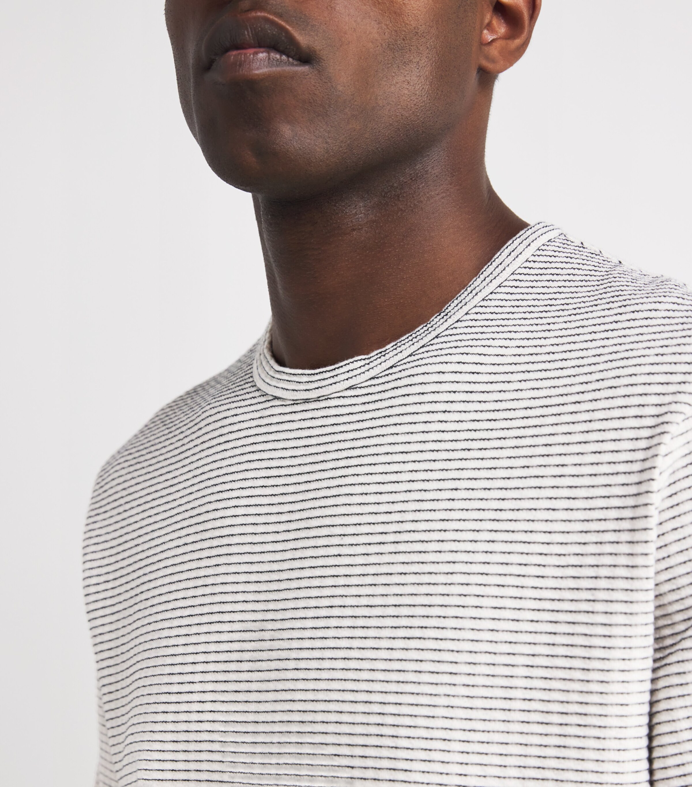 FRAME Mens Cotton Jacquard-Stripe T-Shirt White/navy Stripe Image 6