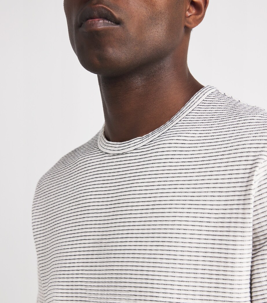 Cotton Jacquard-Stripe T-Shirt WHITE/NAVY STRIPE Image 6