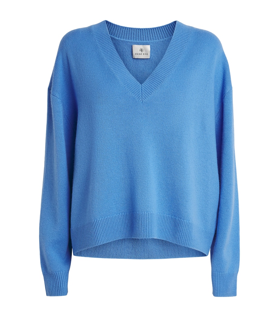 ANINE BING Womens Cashmere Oversized Lee Sweater Blue Image 1