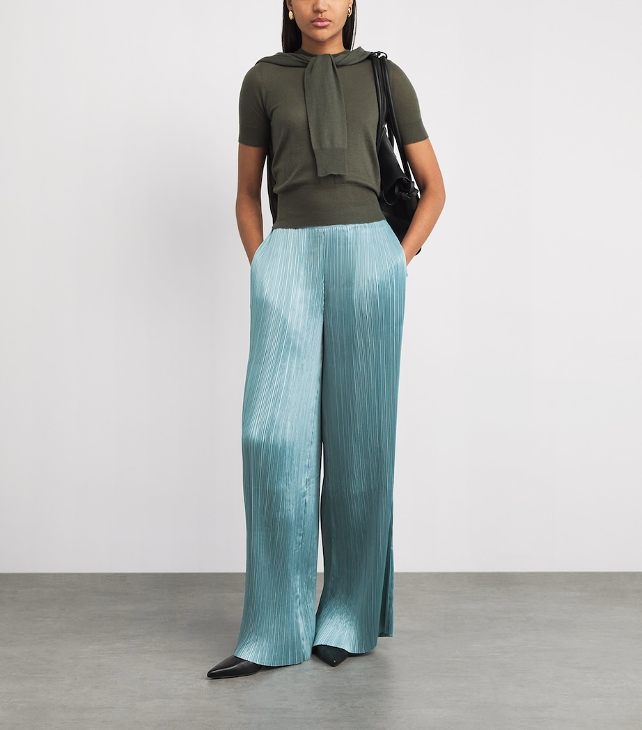 Joseph Womens Satin Amber Wide-Leg Trousers Chambray Image 2