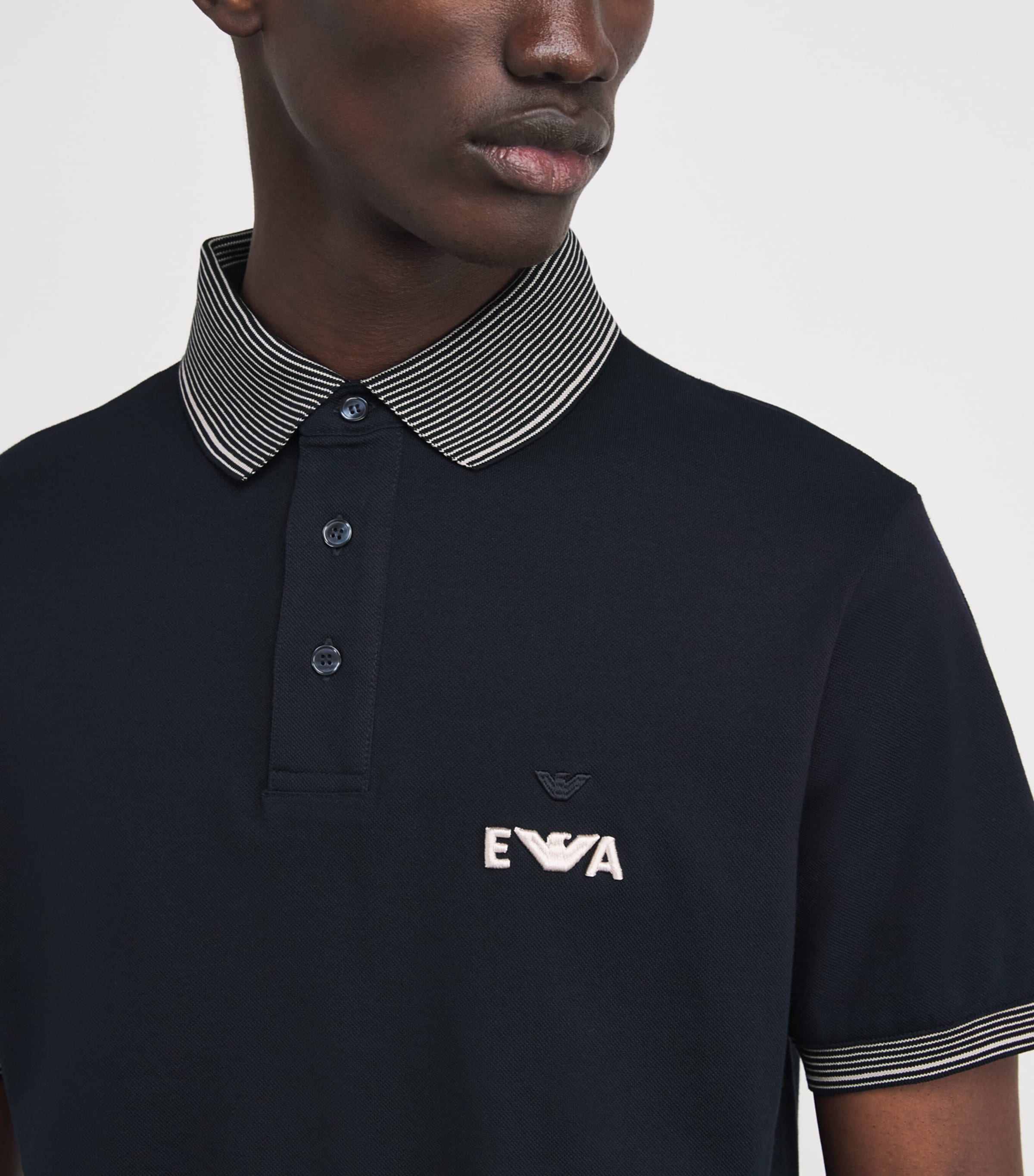 Emporio Armani Blue Cotton Piqué Stripe-Trim Polo Shirt | Harrods US
