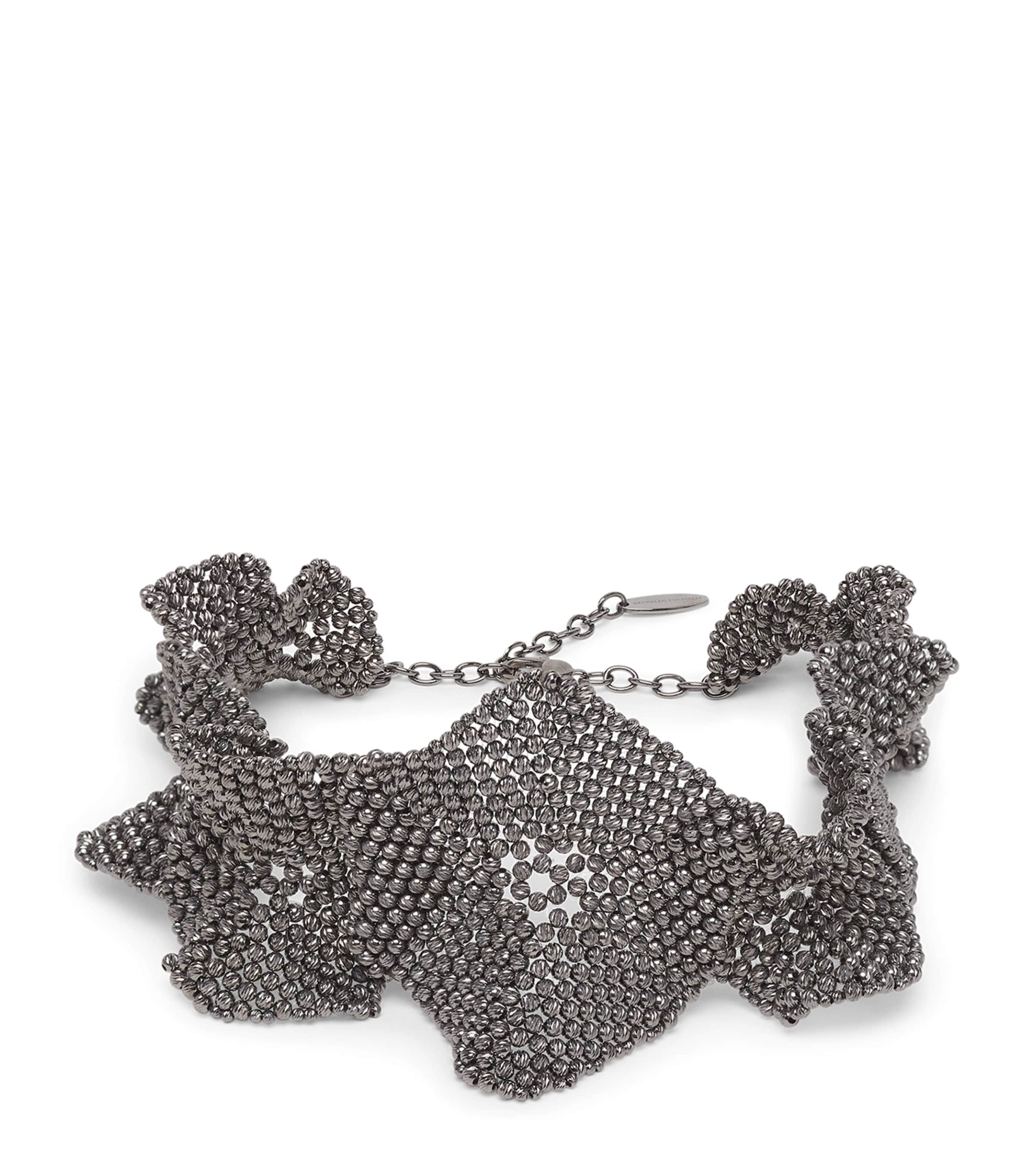 Brunello Cucinelli Flower Sculptured Choker In Black