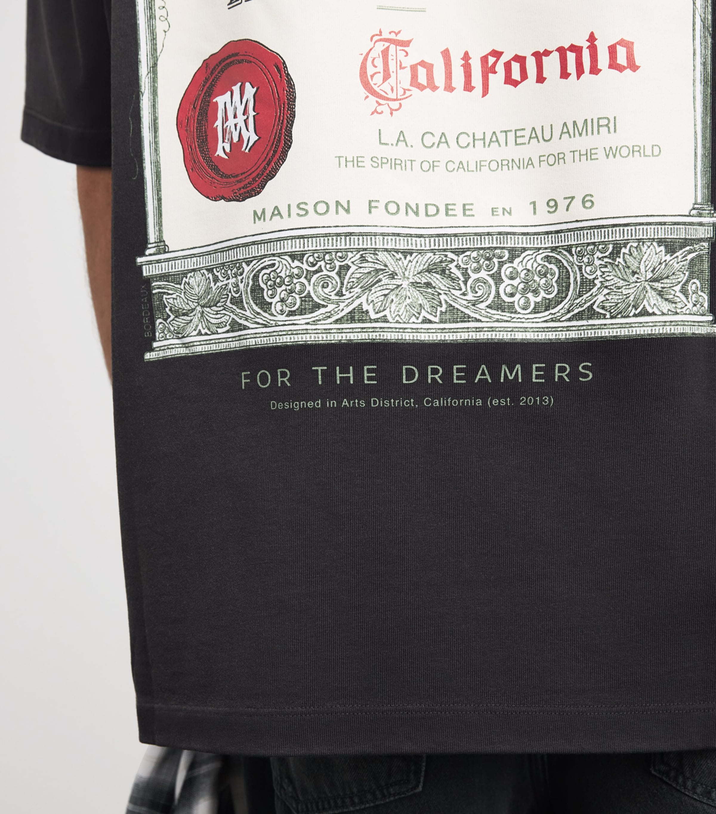 AMIRI Mens Cotton Chateau Stamp T-Shirt Black Image 3