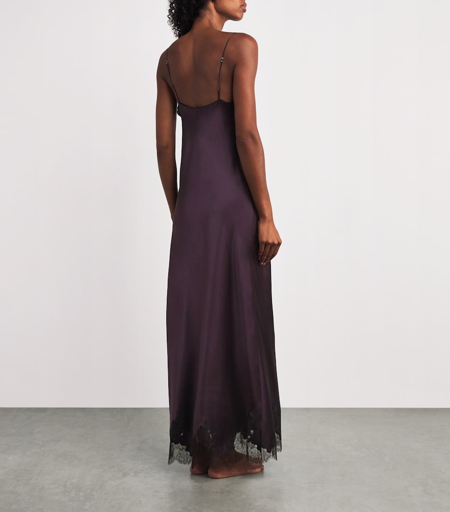 Silk Lace-Detail Long Slip Dress PRUGNE/EBENE Image 3