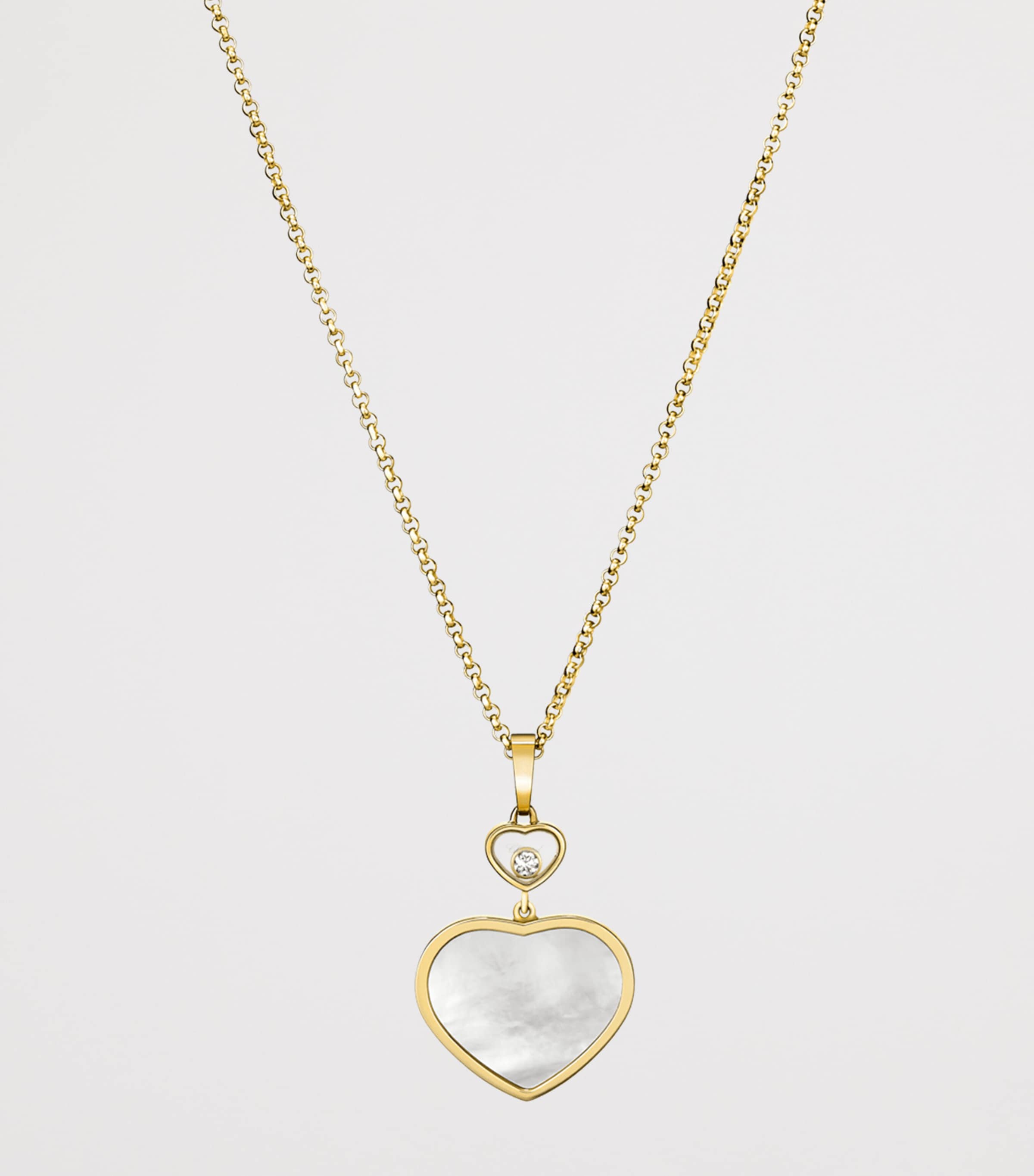 Yellow Gold, Diamond and Mother-of-Pearl Happy Hearts Pendant Necklace 18K YELLOW GOLD Image 4