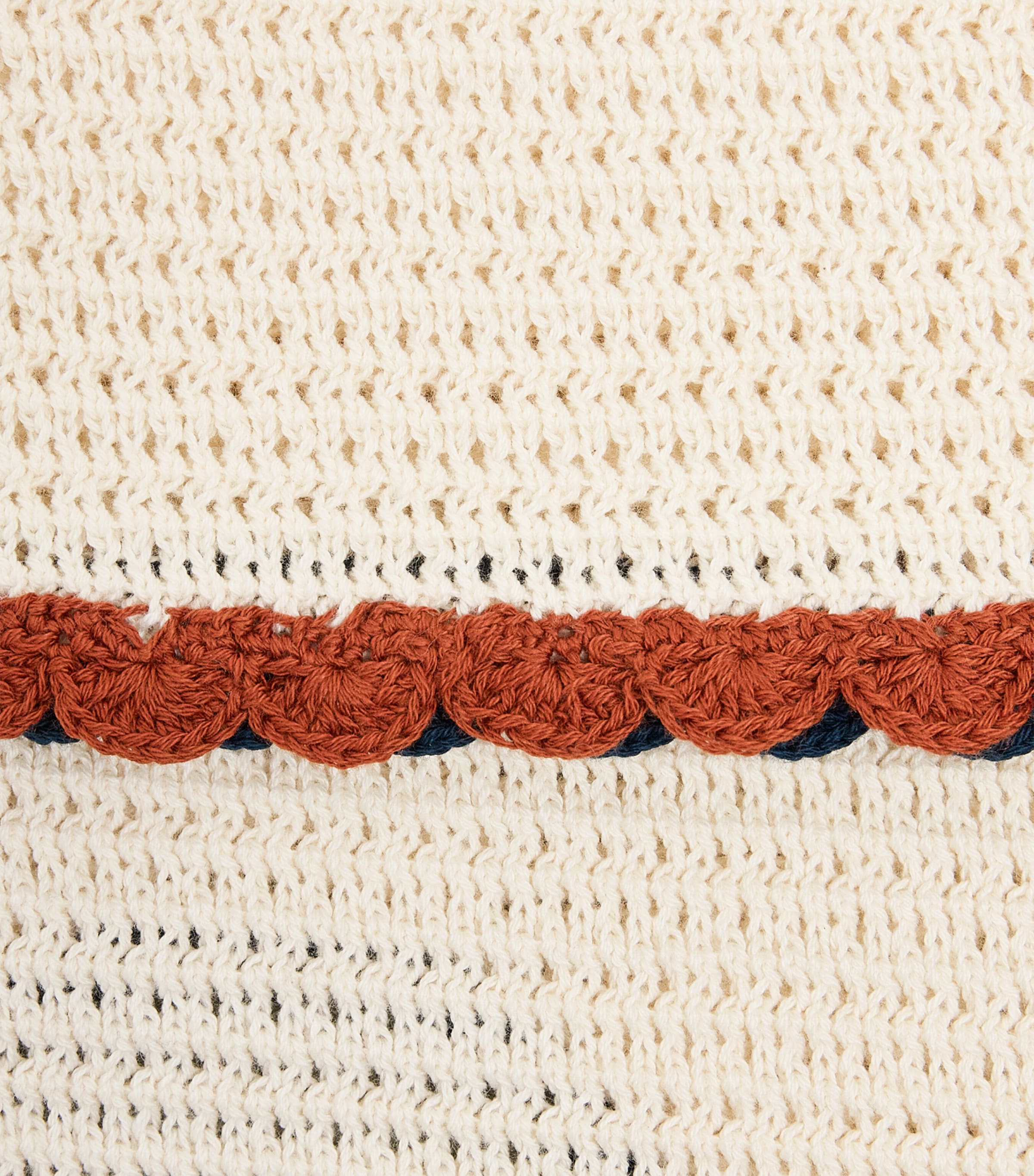ESCVDO Womens Crochet Santos Top Ivory Cobolt Brown Image 6