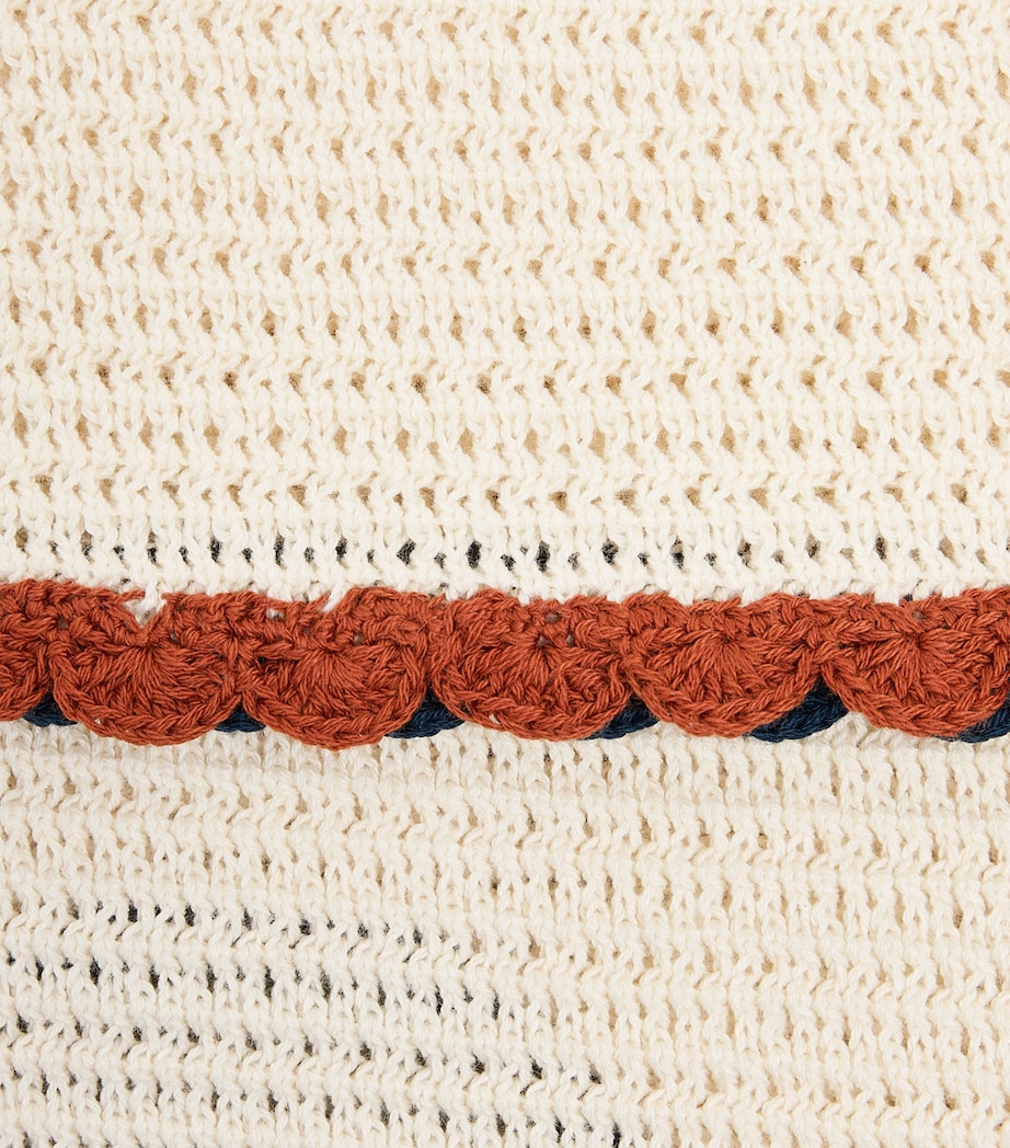 ESCVDO Womens Crochet Santos Top Ivory Cobolt Brown Image 6