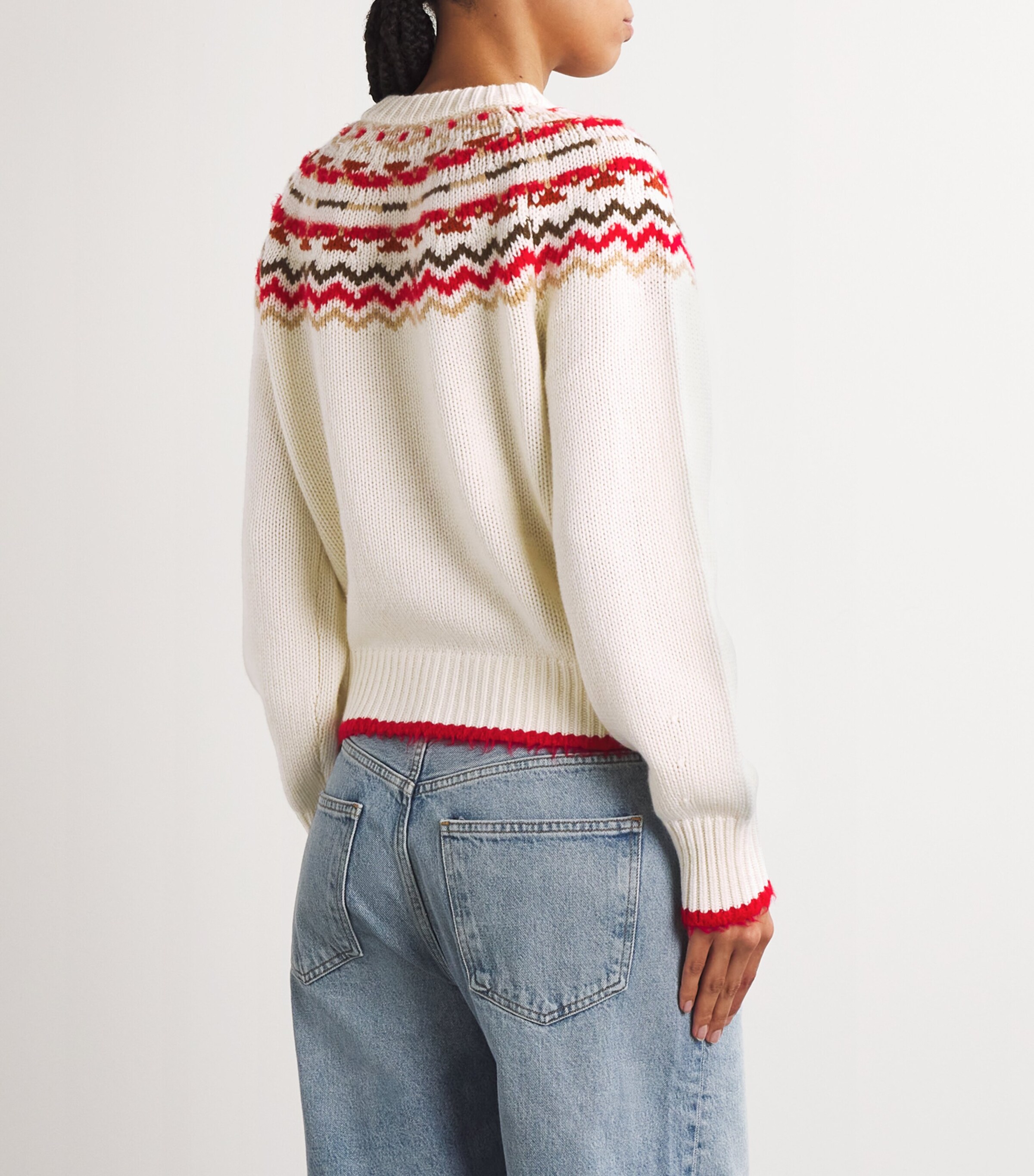 Guest In Residence Womens Wool-Cashmere Chalet Cardigan Cream Combo Image 4