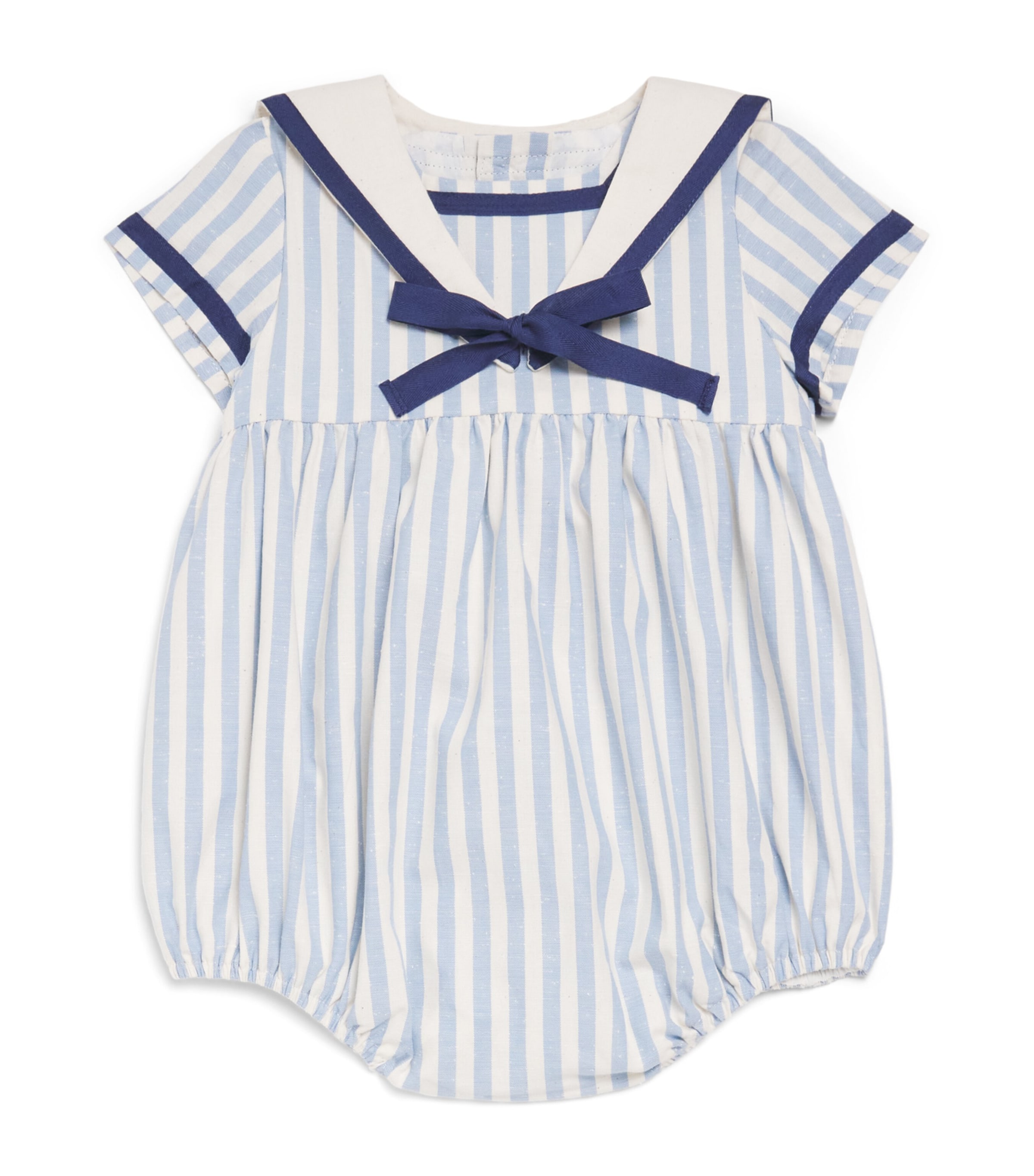 PEPA LONDON Stripe Mariner Collar Playsuit (6-18 Months) Ivory Image 1