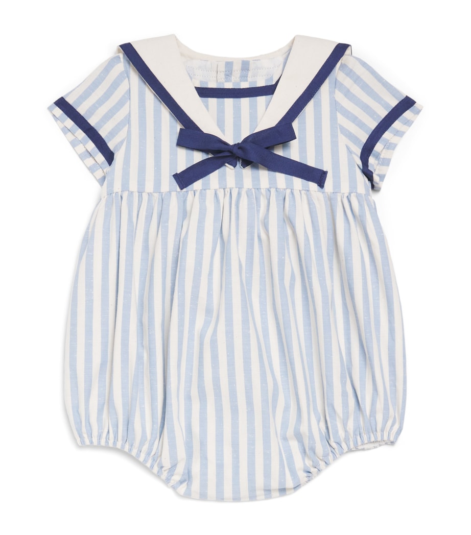 PEPA LONDON Stripe Mariner Collar Playsuit (6-18 Months) Ivory Image 1
