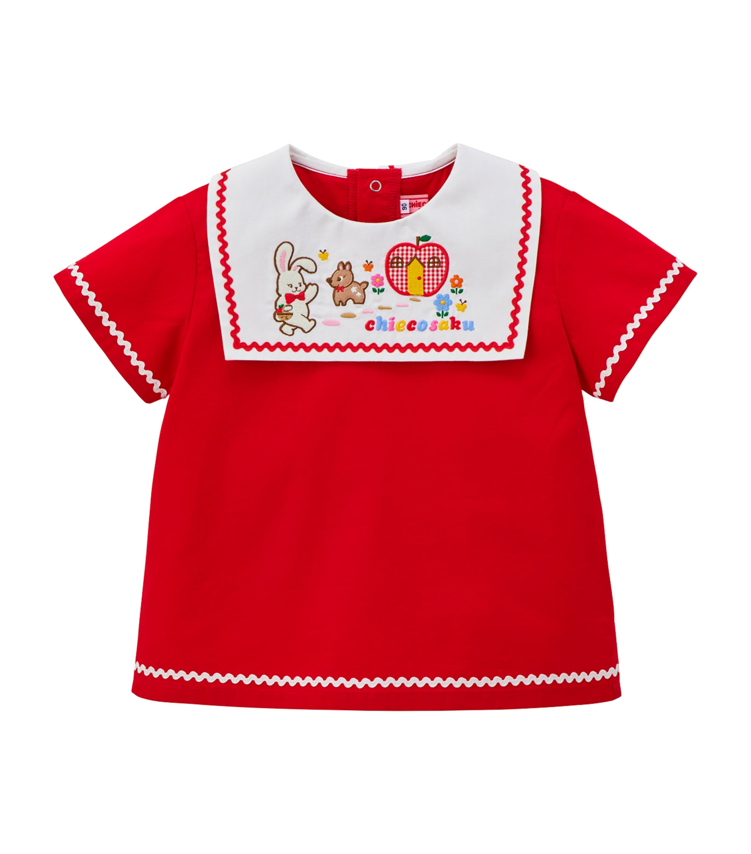 Miki House Kids' Cotton Embroidered Blouse In Red