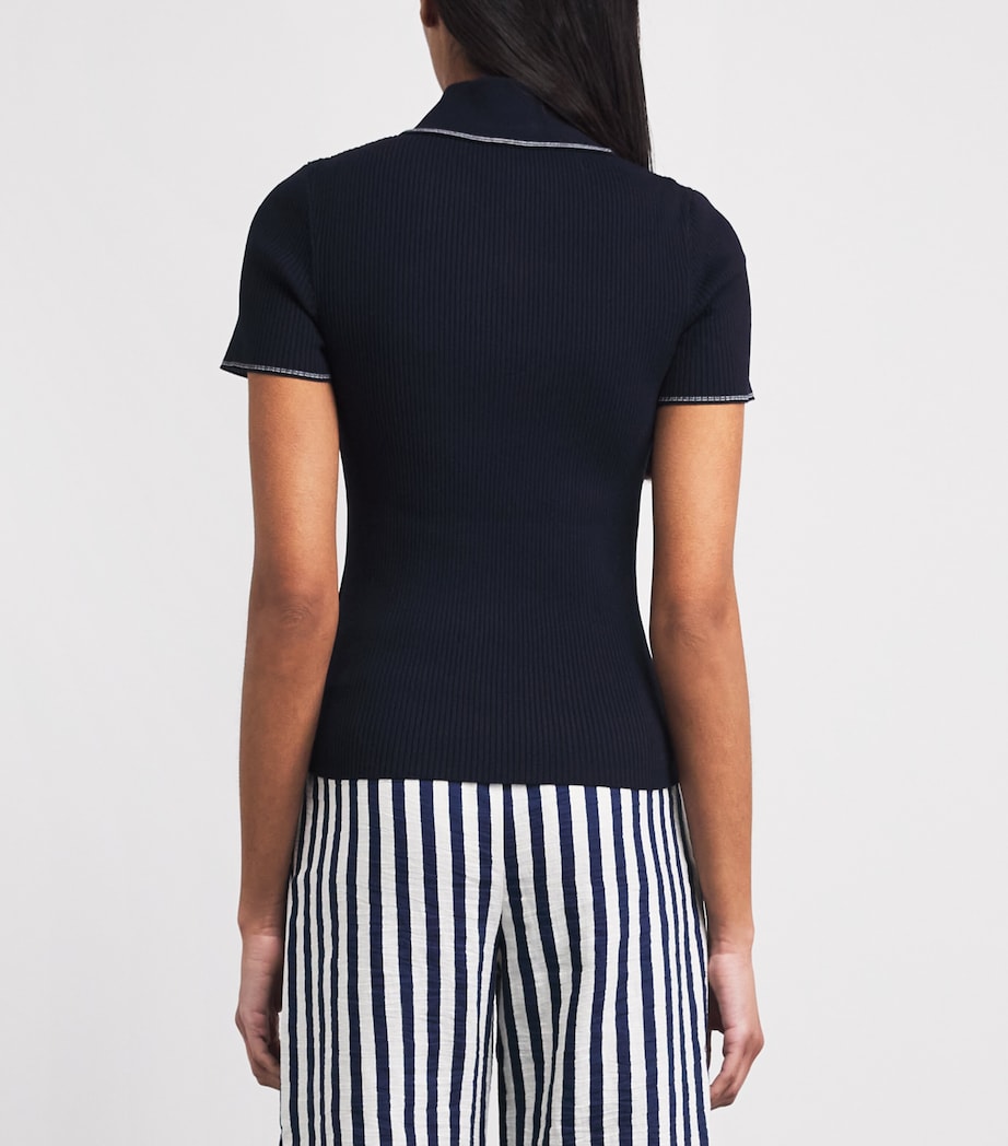 Maje Womens Ribbed Polo Shirt Navy Image 5