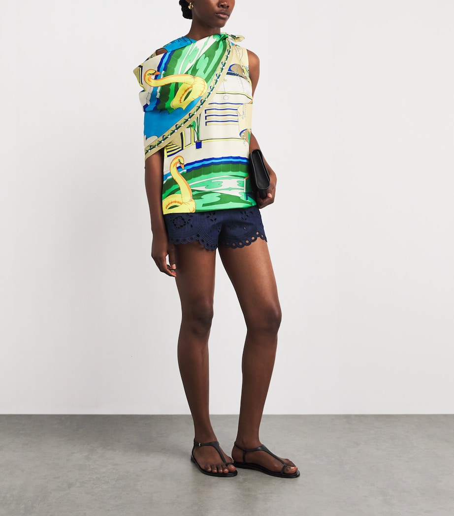 Tory Burch Womens Silk Printed Cape and Top The Pool Blue Image 2
