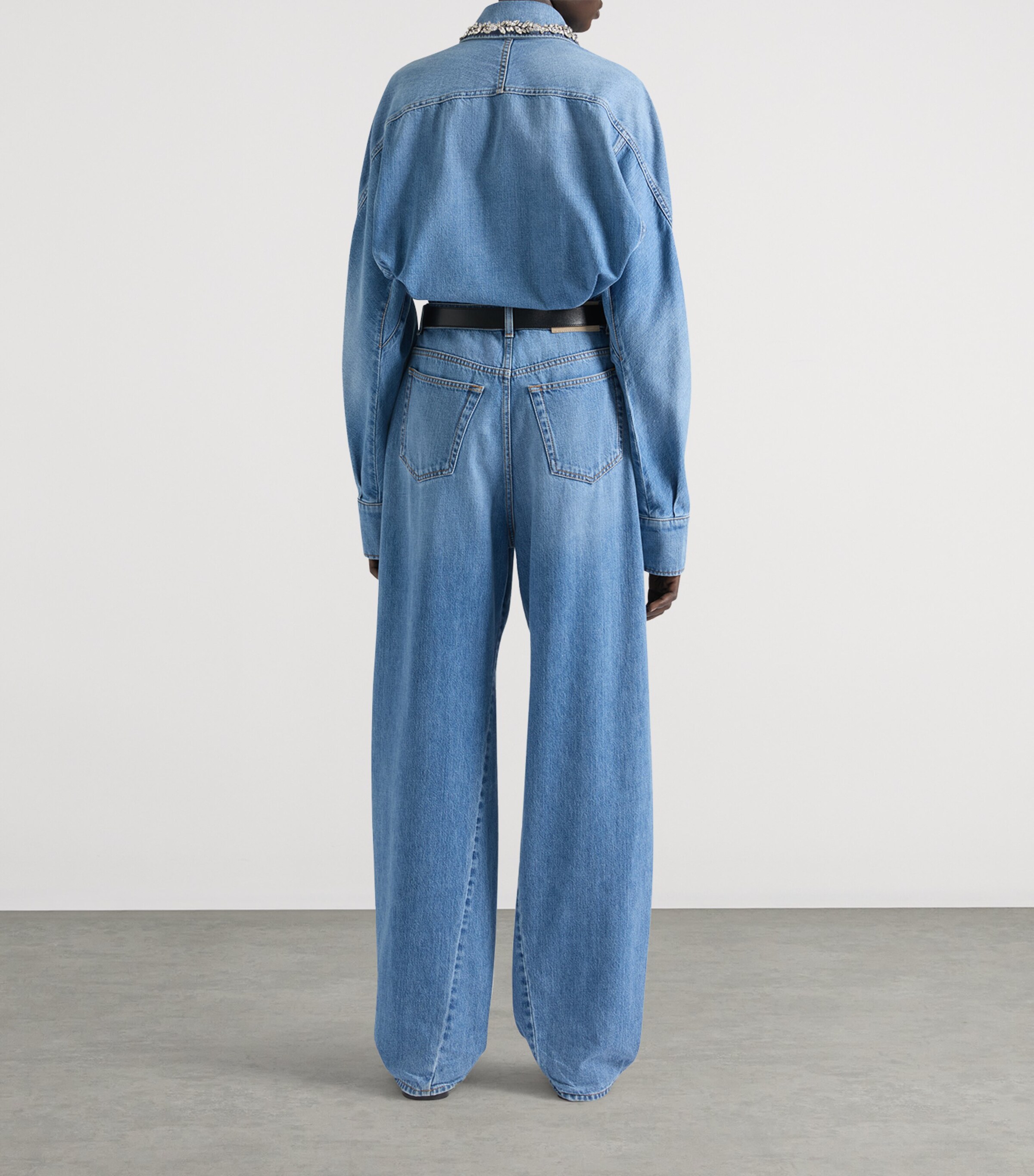 Givenchy Womens Denim Crystal-Embellished Shirt Medium Blue Image 3