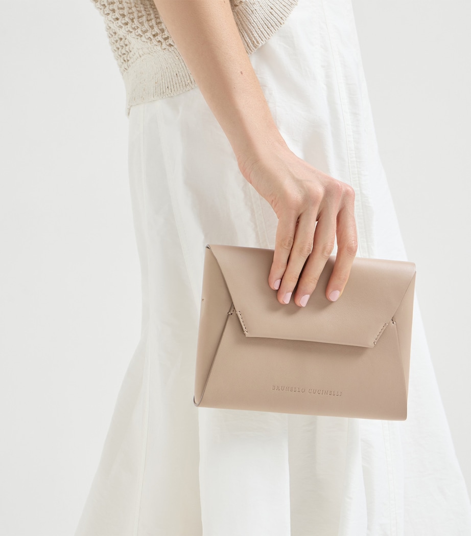 Brunello Cucinelli Leather BC Pochette Clutch Bag Image 3