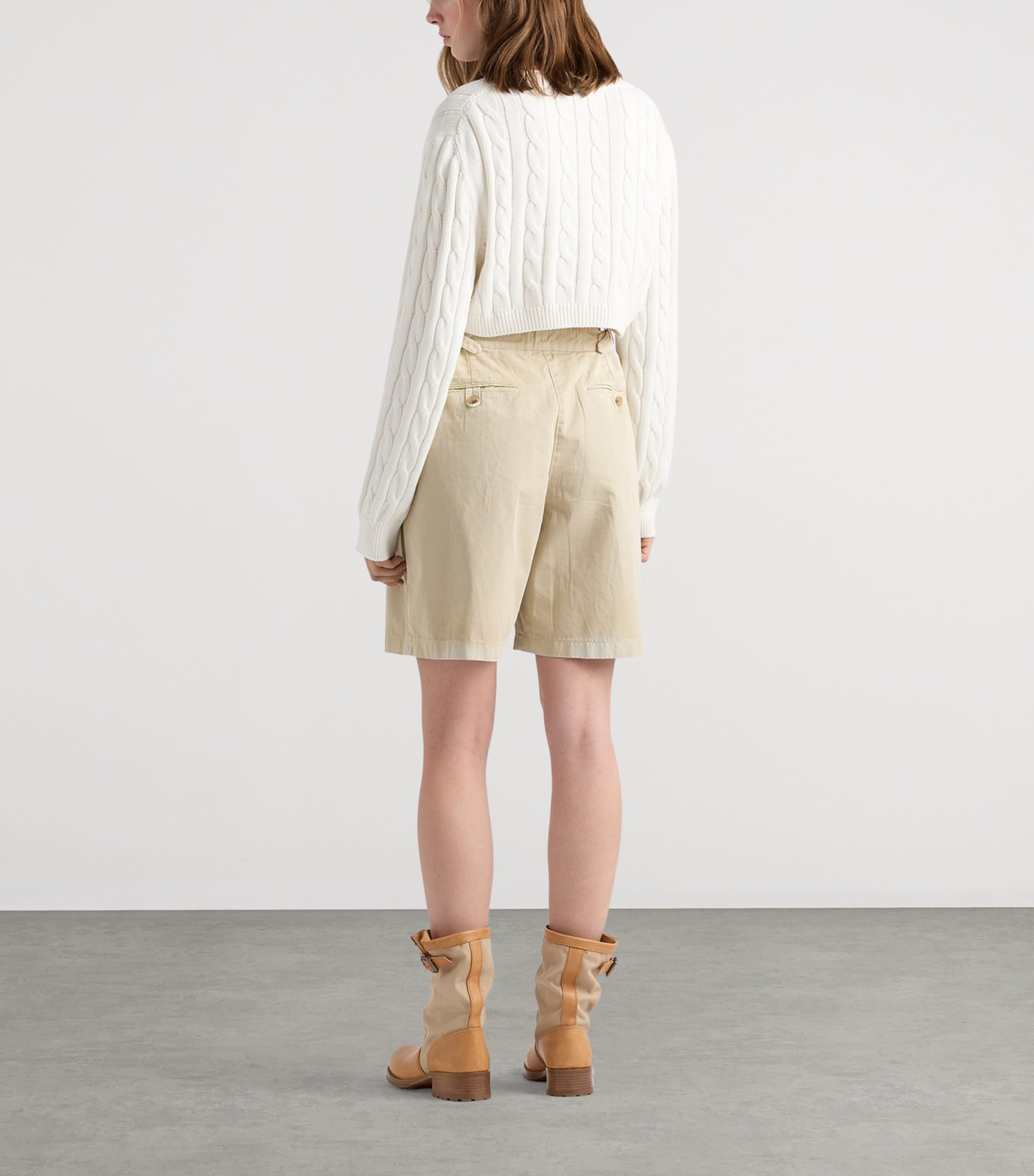 Prada Womens Cotton Cable-Knit Logo Sweater White Image 4