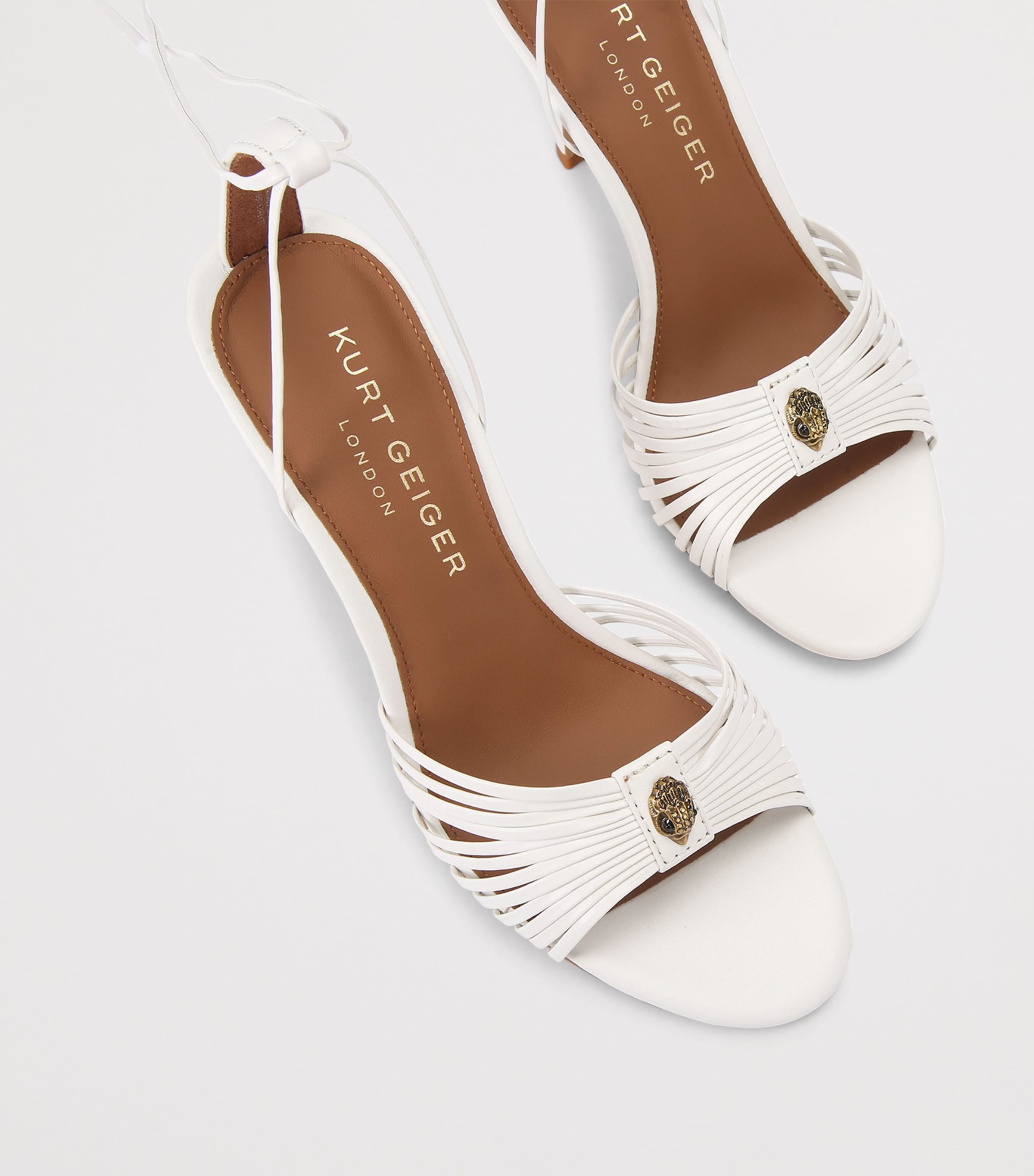 Kurt Geiger London Leather Embellished Heeled Sandals White Image 4