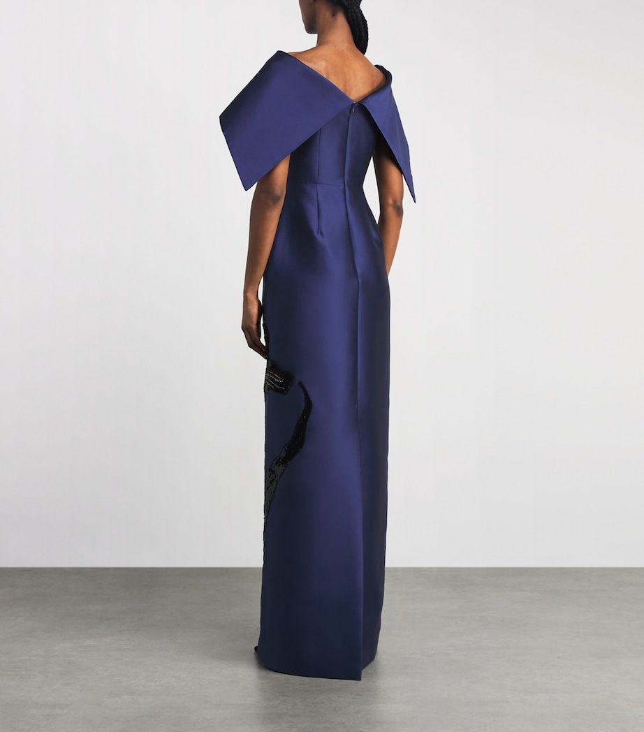 Erdem Womens Embellished Off-The-Shoulder Column Gown Beetle Image 4