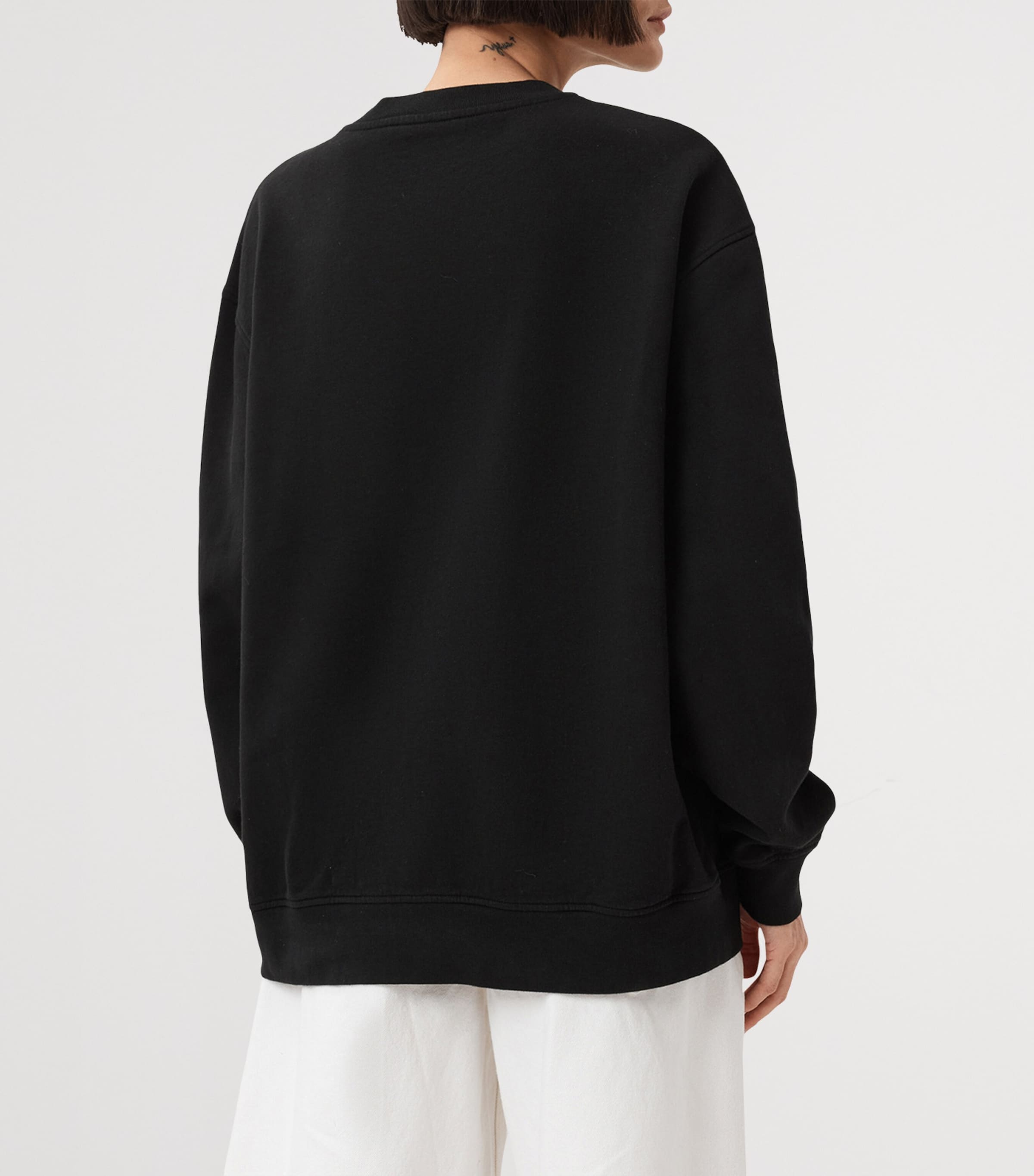 AllSaints Womens Cotton Floral Logo Etta Sweatshirt Black Image 6