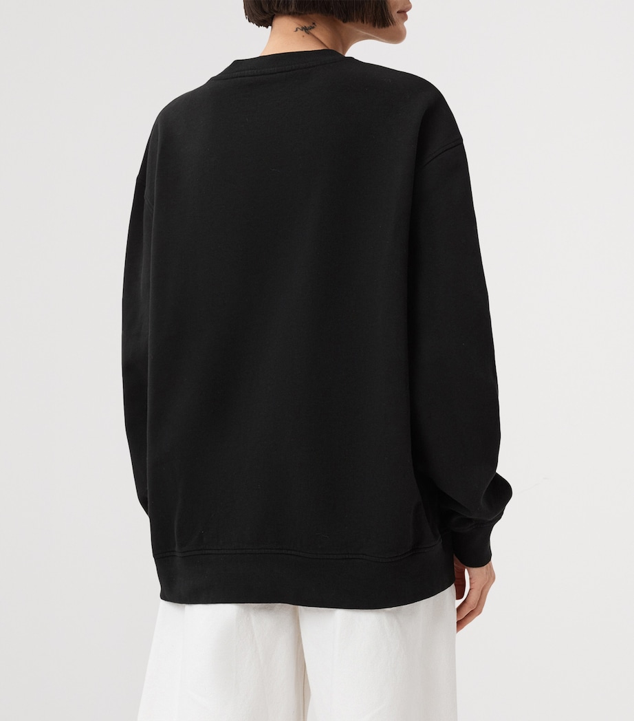 Cotton Floral Logo Etta Sweatshirt BLACK Image 6