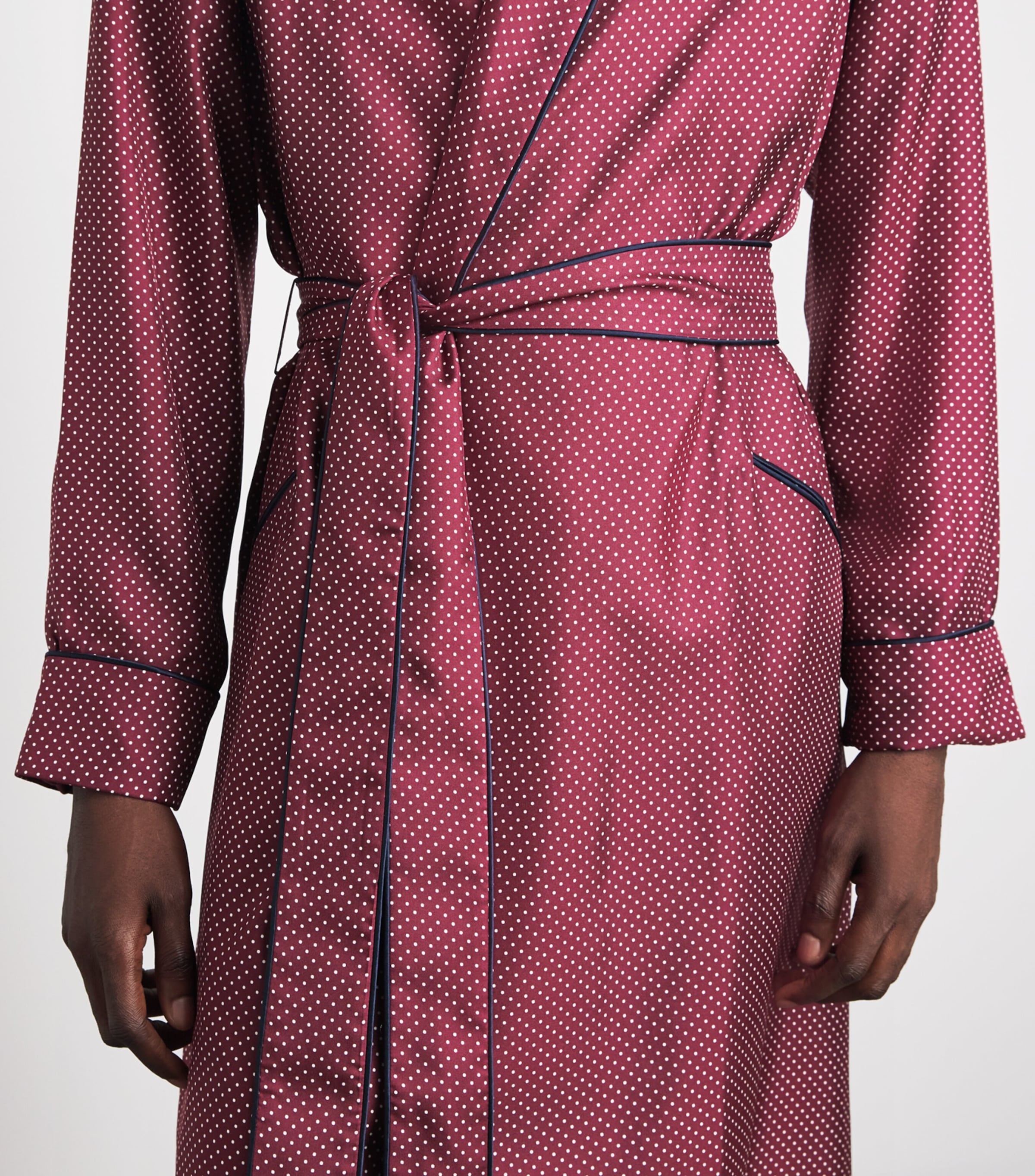 Olivia von Halle Mens Silk Twill Polka Dot Mescal Robe Bastien Image 5