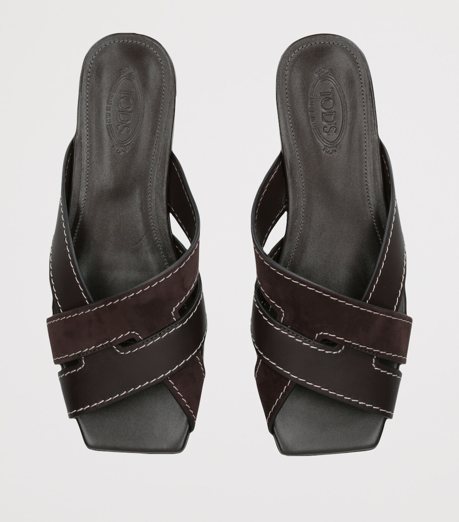 Leather T-Strap Sandals DARK BROWN Image 4