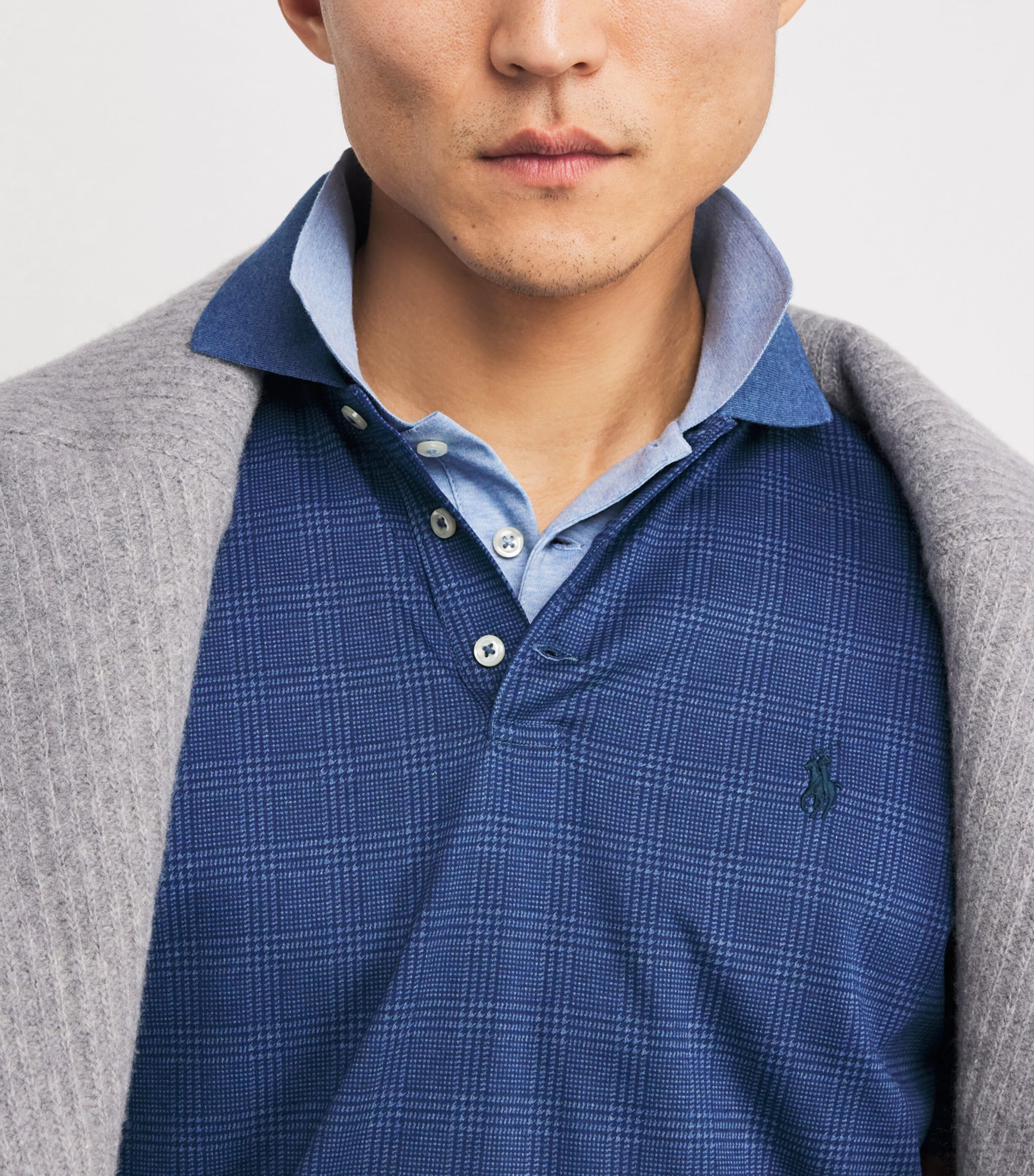 Cotton Glen Plaid Polo Shirt BLUE Image 6