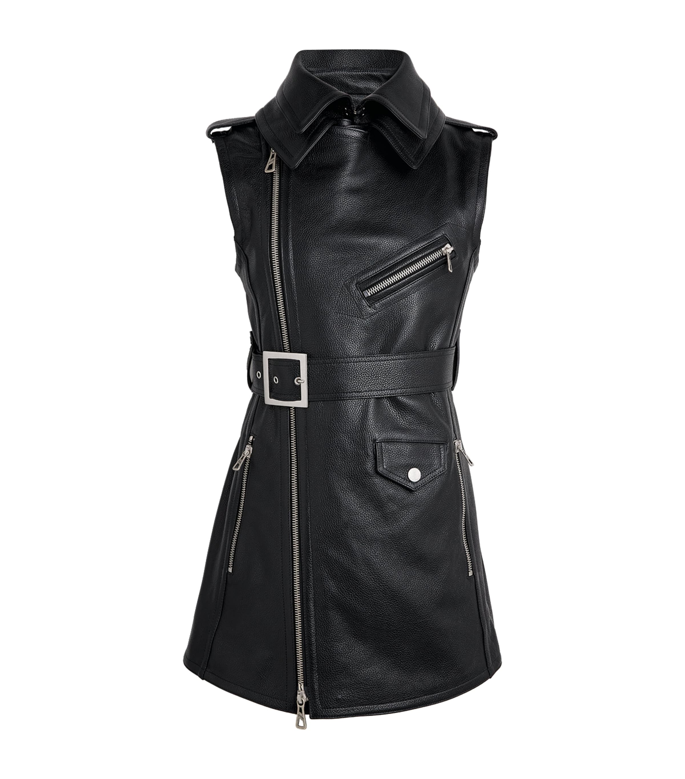 Jean Paul Gaultier Belted Leather Vest In Black