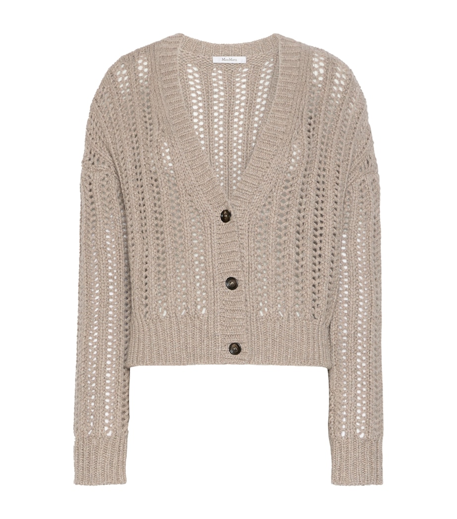 Max Mara Womens Cashmere Openwork Cardigan Sand Image 1