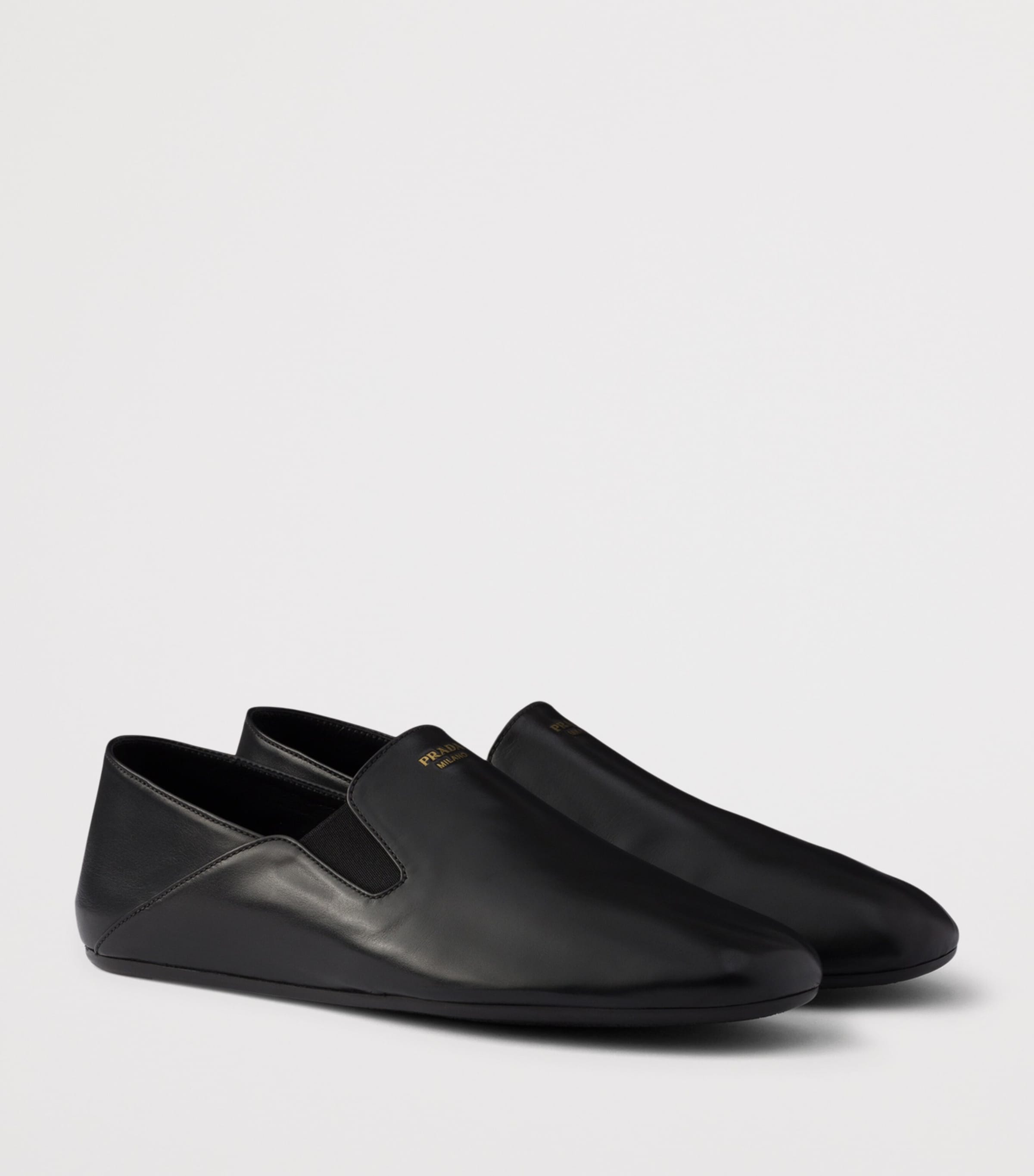 Prada Leather Logo Loafers Black Image 3