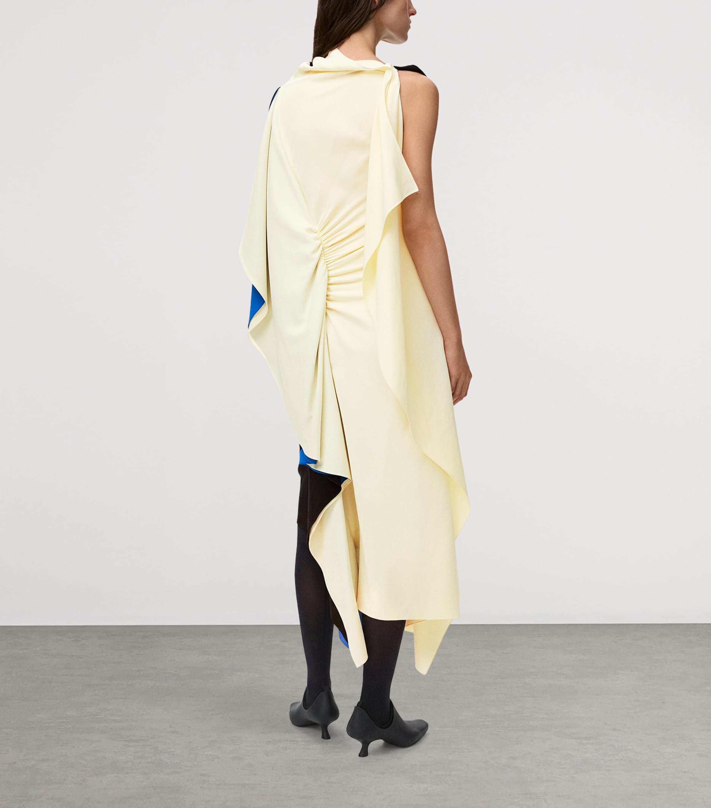 Asymmetric Midi Dress BLACK Image 3