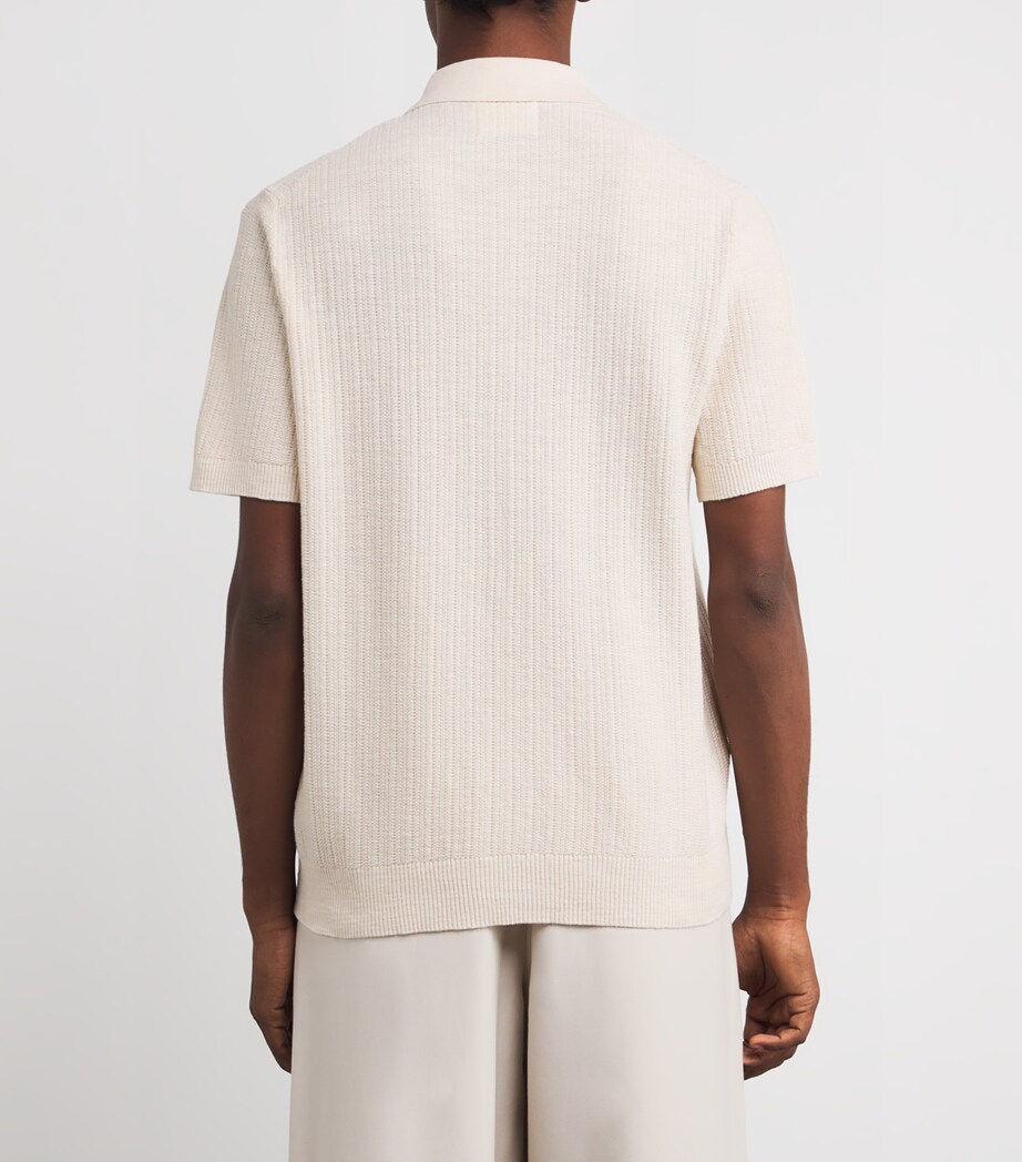 Organic Cotton Nolan Button-Up Polo Shirt ECRU 020 Image 4