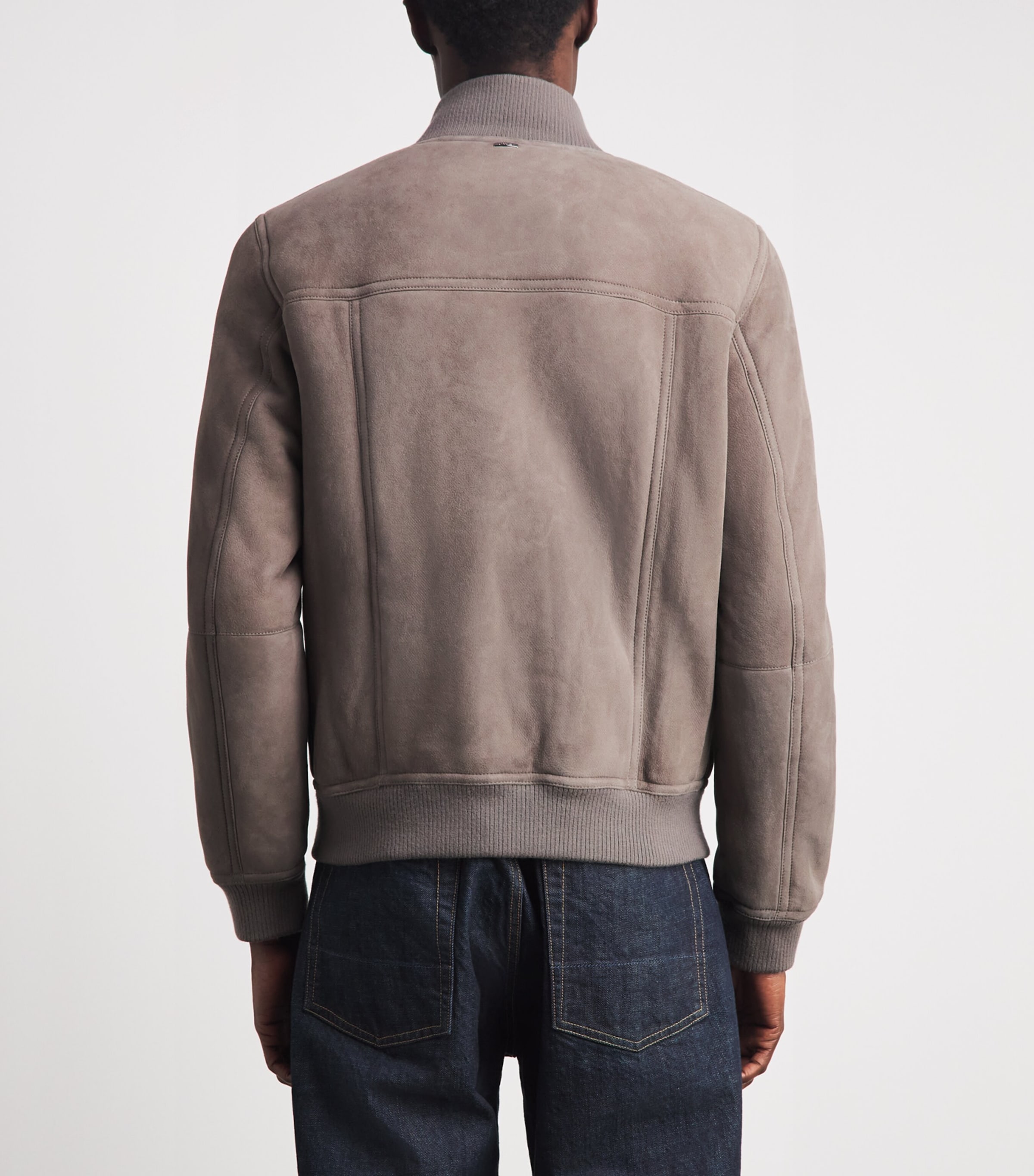 Herno Mens Suede Bomber Jacket Tortora Image 5