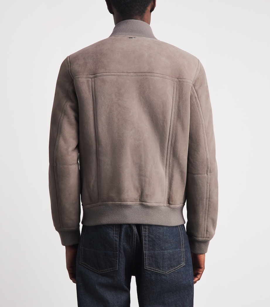 Herno Mens Suede Bomber Jacket Tortora Image 5