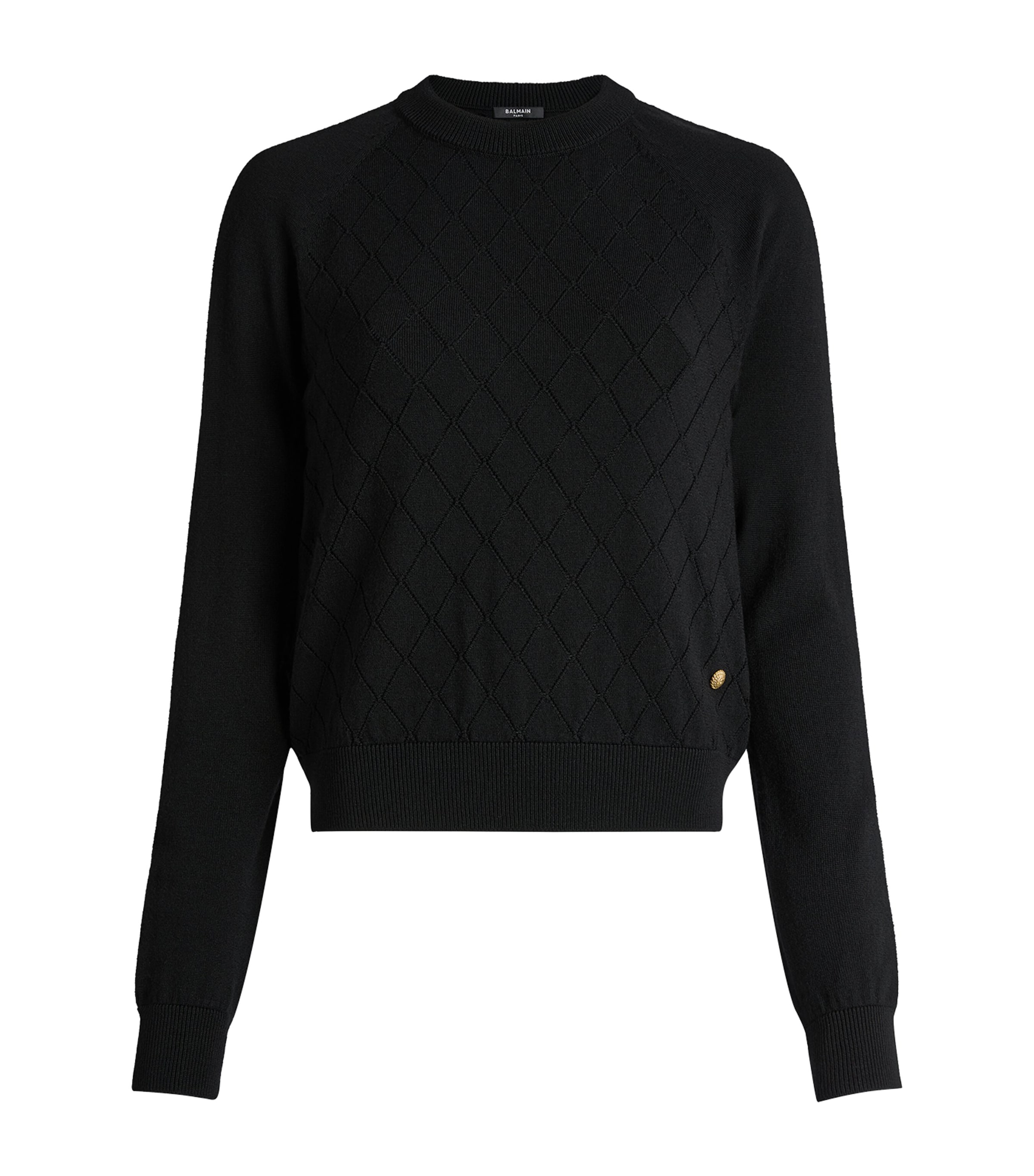 Balmain Merino Wool Button-detail Sweater In Black
