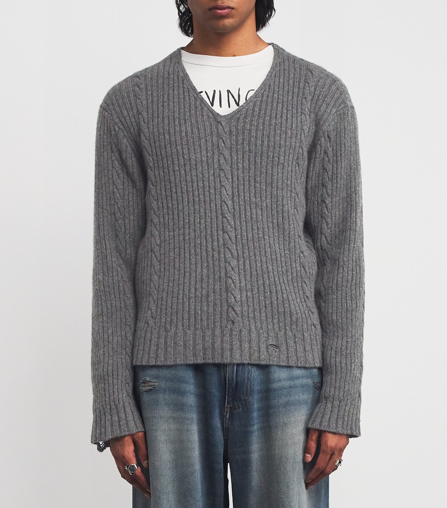 Cashmere Distressed Sweater GREY Image 3