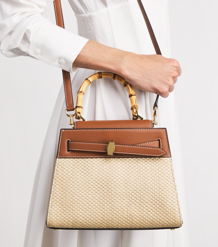 Raffia-Leather Dash Top-Handle Bag N1050 HAZELWOOD/NAT Image 2