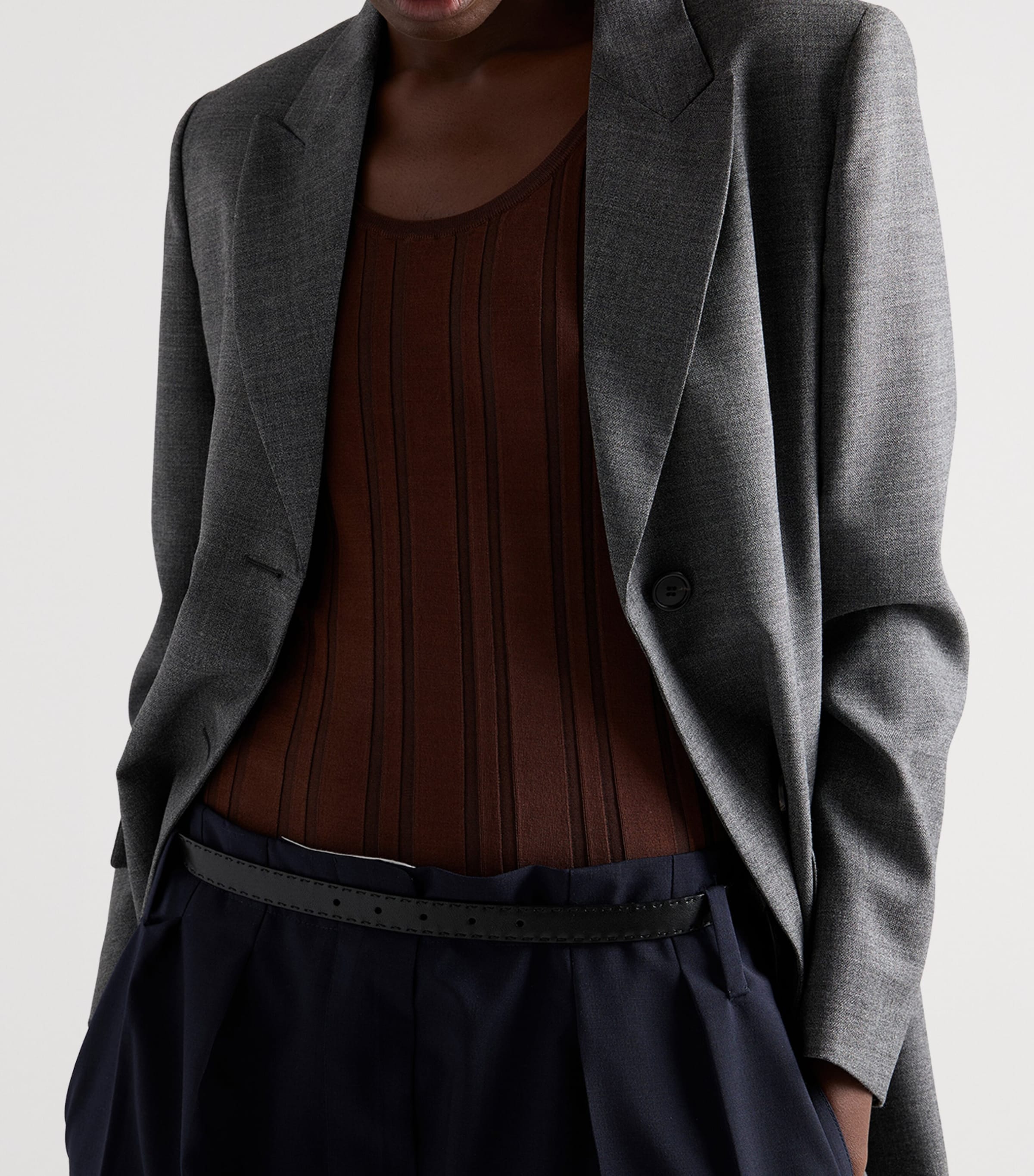 Prada Womens Cotton Ribbed Vest Top Brown Image 6