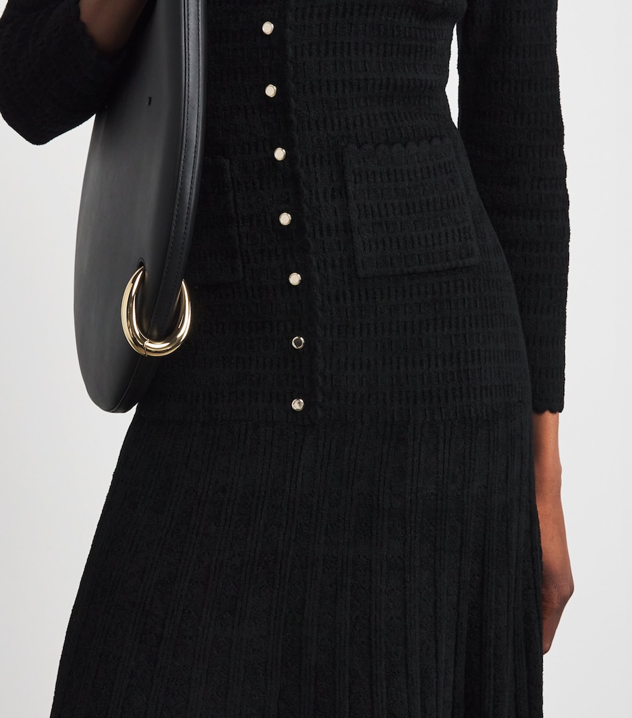 Knitted Long-Sleeve Maxi Dress BLACK Image 6