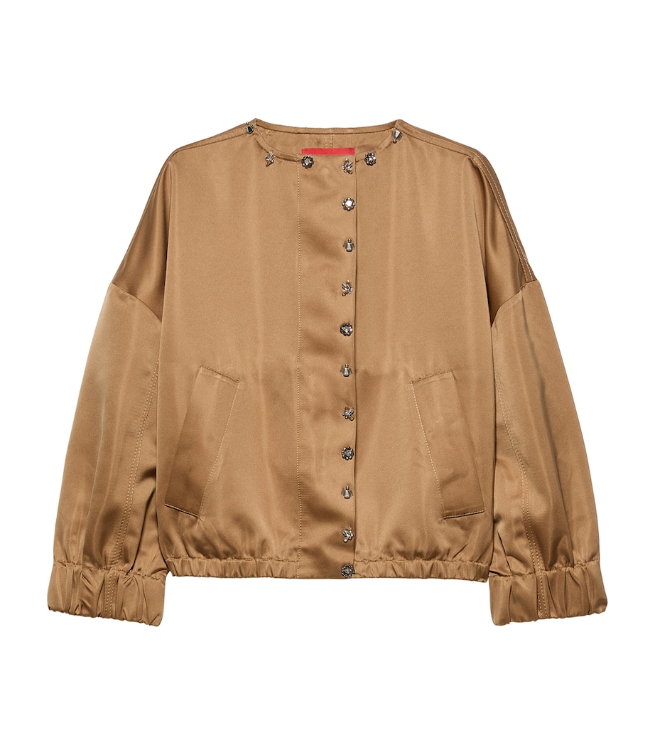 MAX&Co. Womens Satin Bomber Jacket Beige Image 1