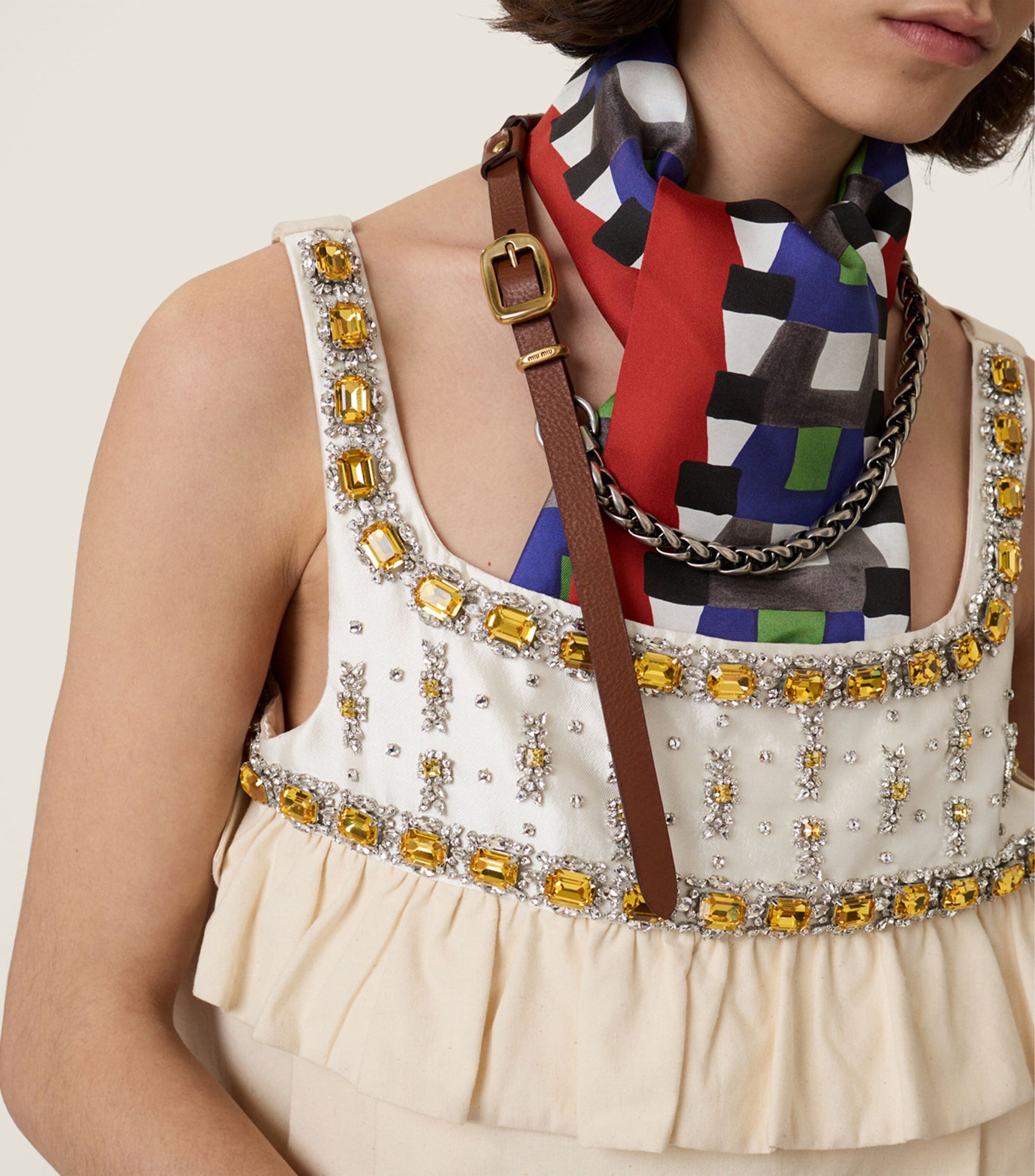 Miu Miu Womens Canvas Embellished Mini Dress Image 5