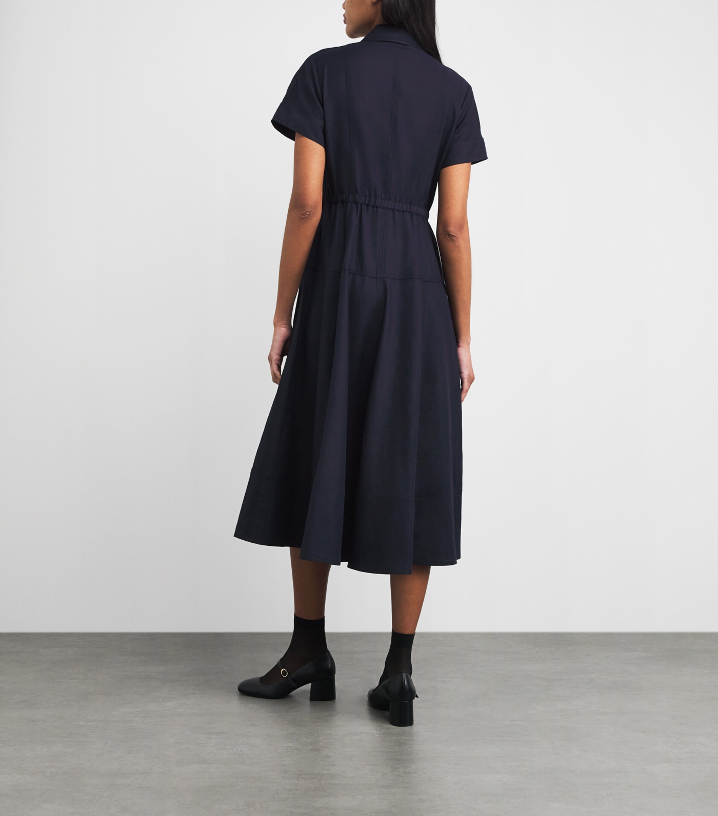 ME+EM Womens Drawstring Midi Shirt Dress Navy Image 4