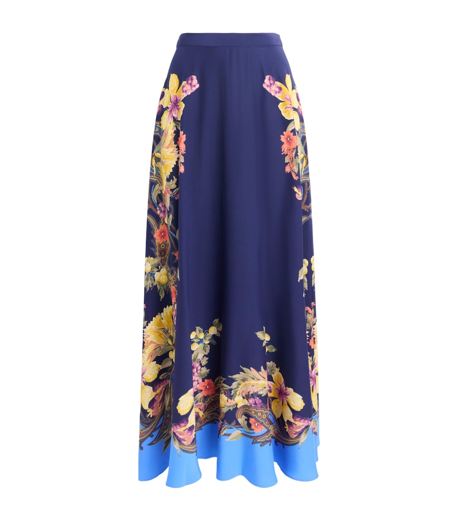 Etro Womens Silk Floral Paisley Print Maxi Skirt Print/blue Bs Image 1