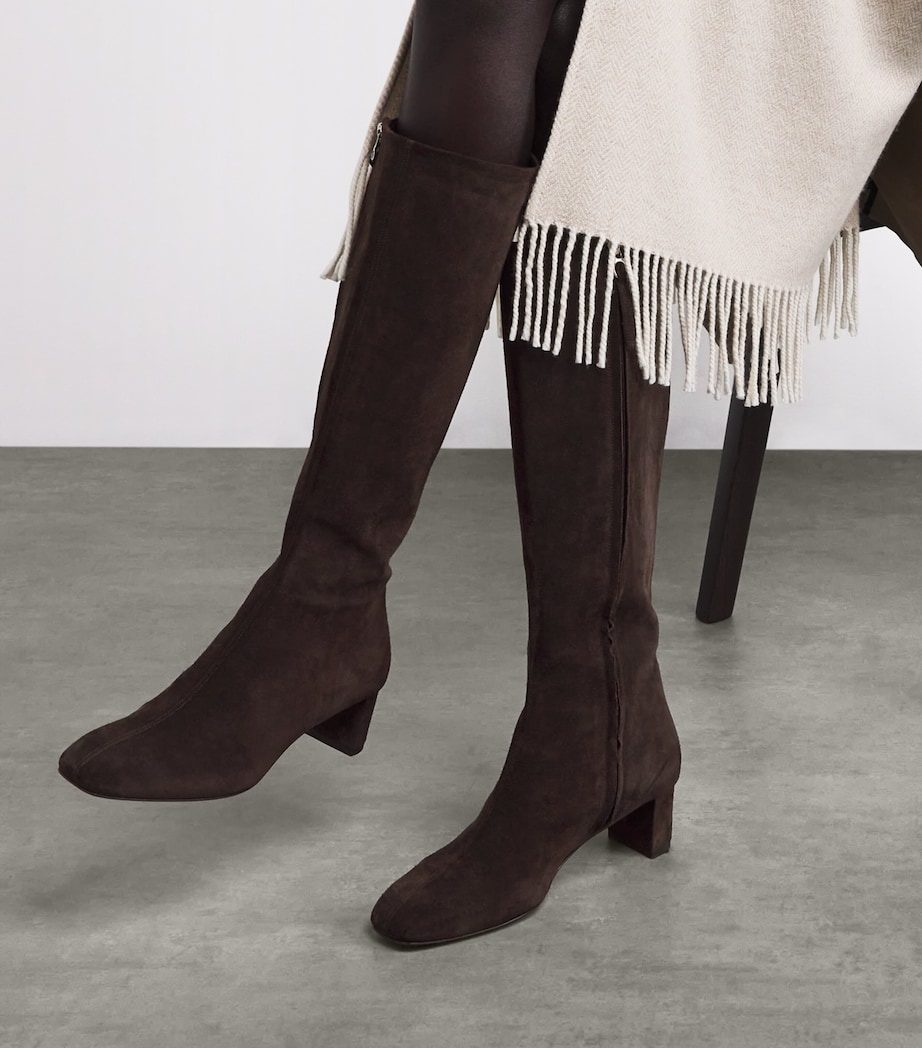 Suede Mary Knee-High Boots 45 DARK BROWN Image 2