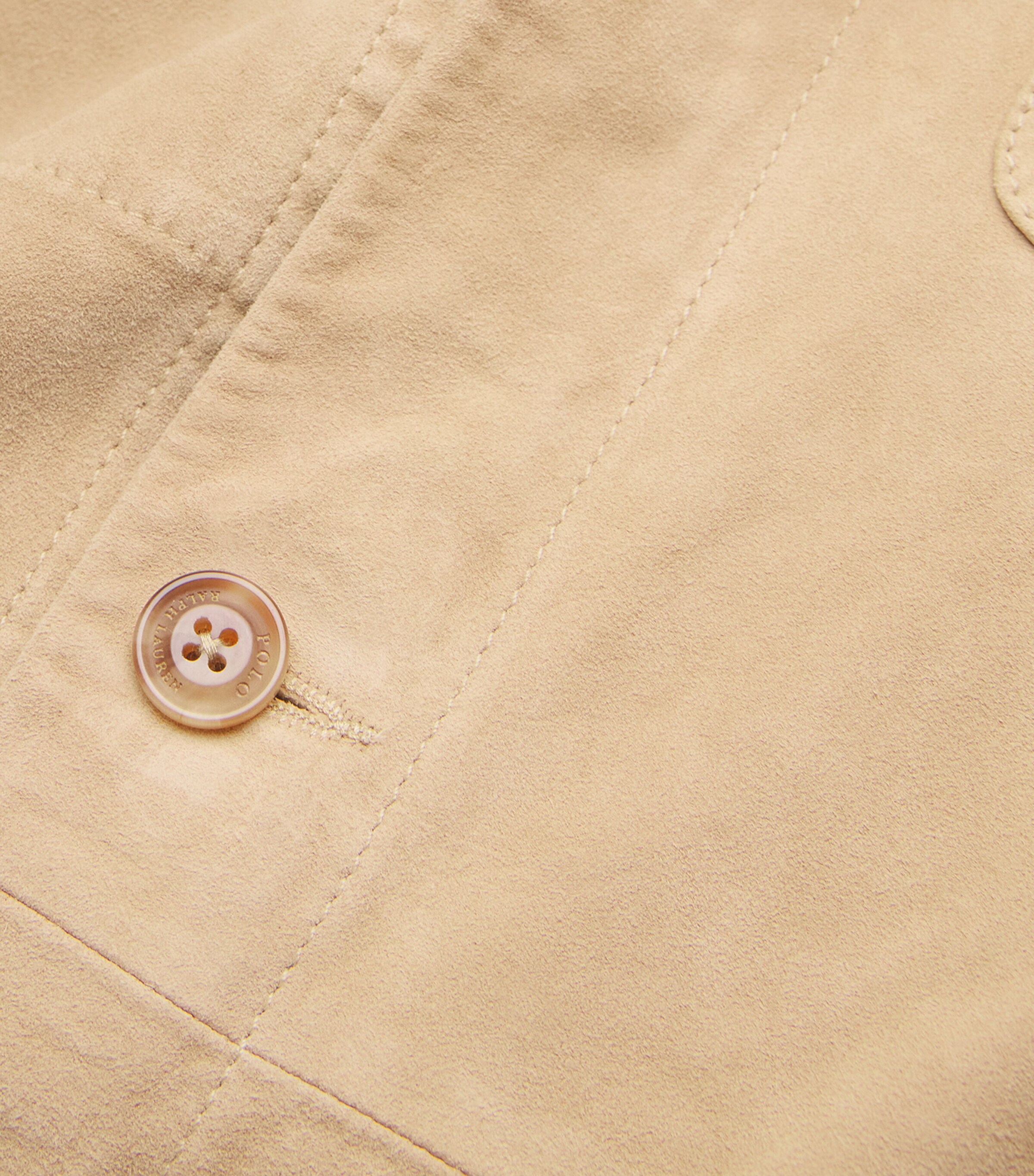 Polo Ralph Lauren Mens Suede Overshirt Beige/khaki Image 5